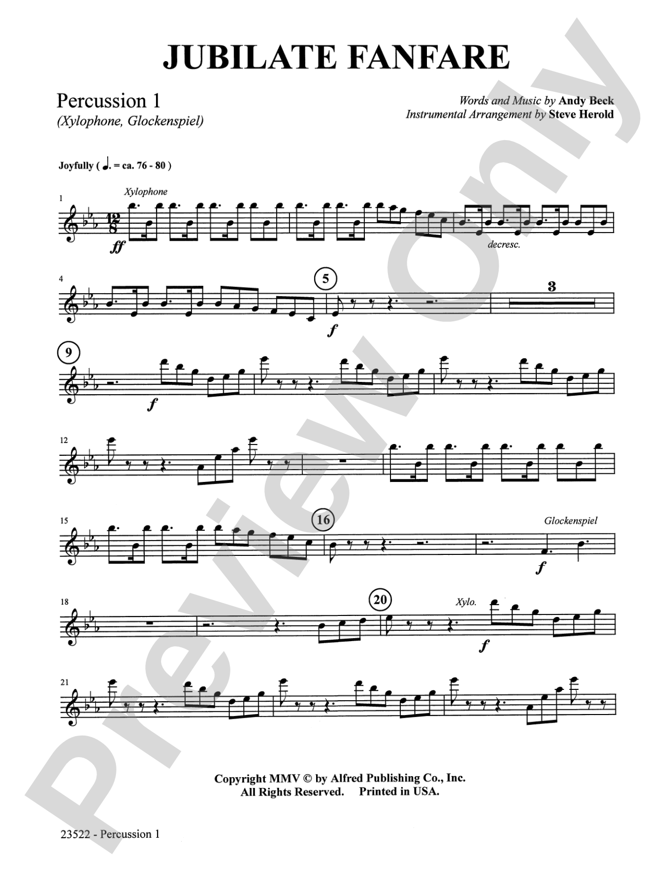 Jubilate Fanfare: 1st Percussion: Choral Octavo InstruPax
