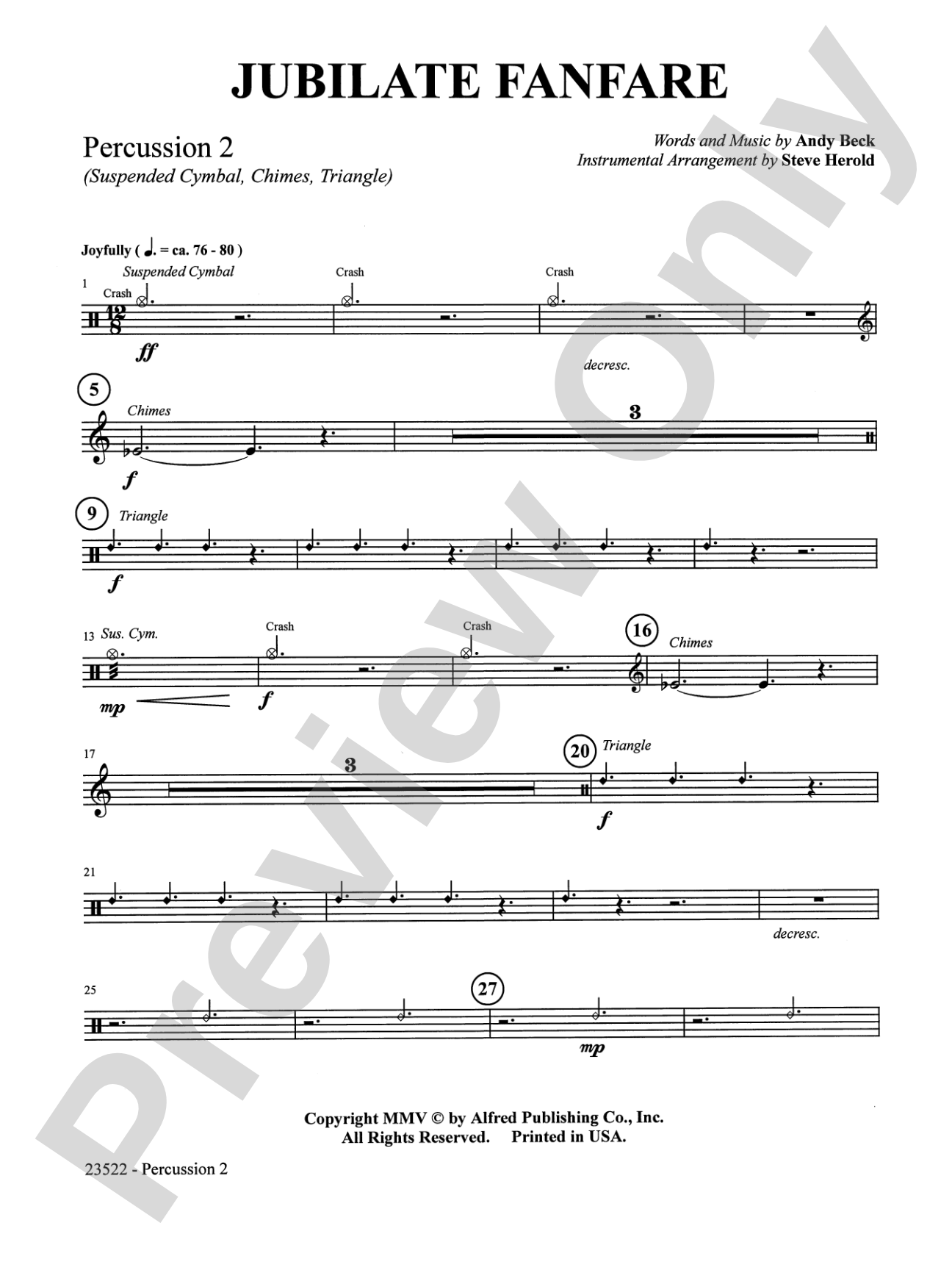 Jubilate Fanfare: 2nd Percussion: Choral Octavo InstruPax