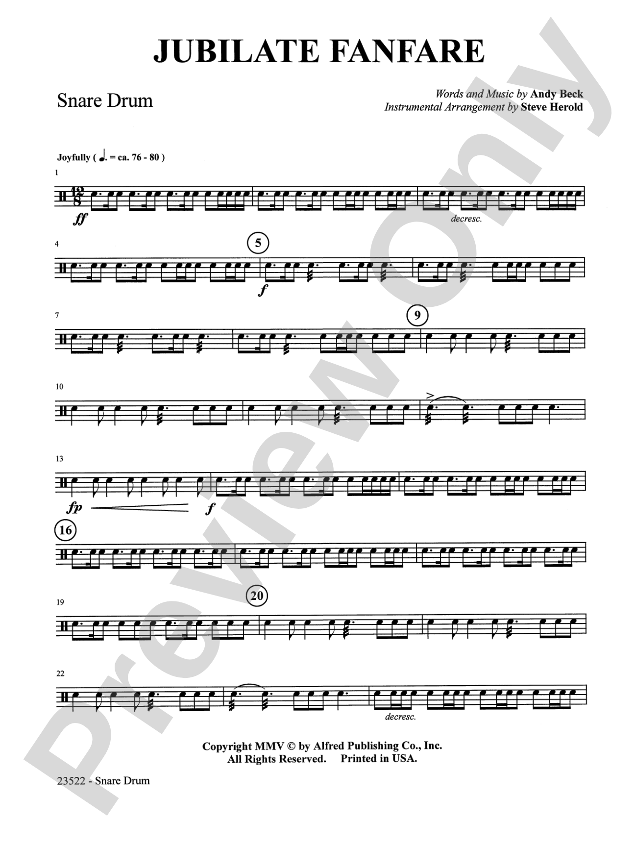 Jubilate Fanfare: Snare Drum: Choral Octavo InstruPax