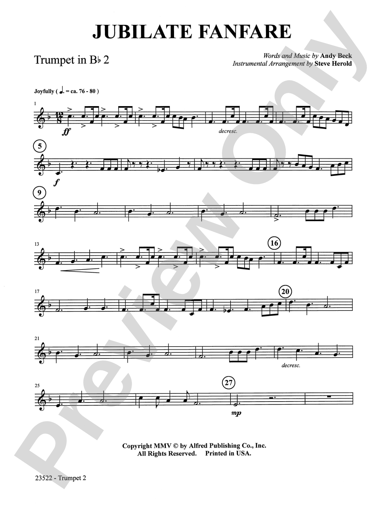 Jubilate Fanfare: 2nd B-flat Trumpet: Choral Octavo InstruPax