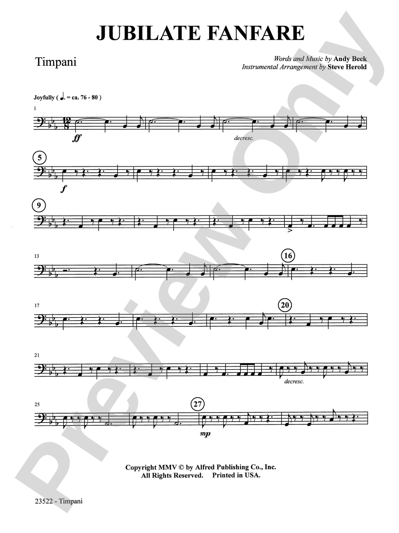 Jubilate Fanfare: Timpani: Choral Octavo InstruPax