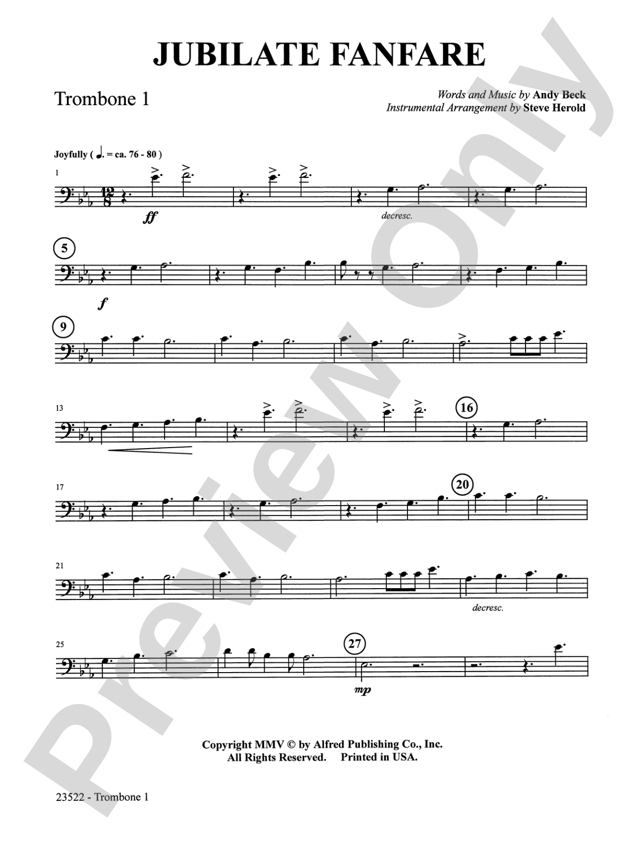 Jubilate Fanfare: 1st Trombone: Choral Octavo InstruPax