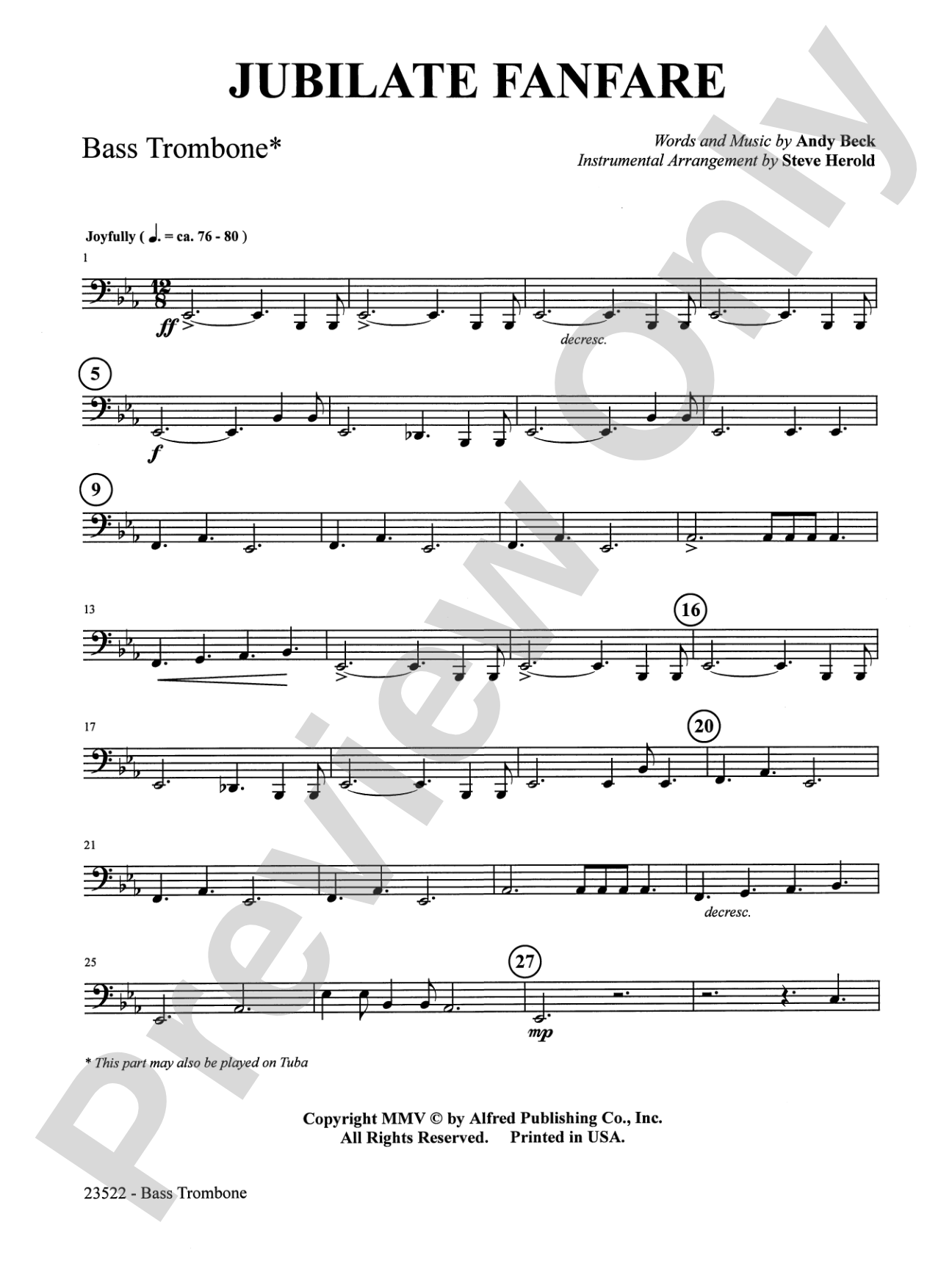Jubilate Fanfare: 4th Trombone: Choral Octavo InstruPax