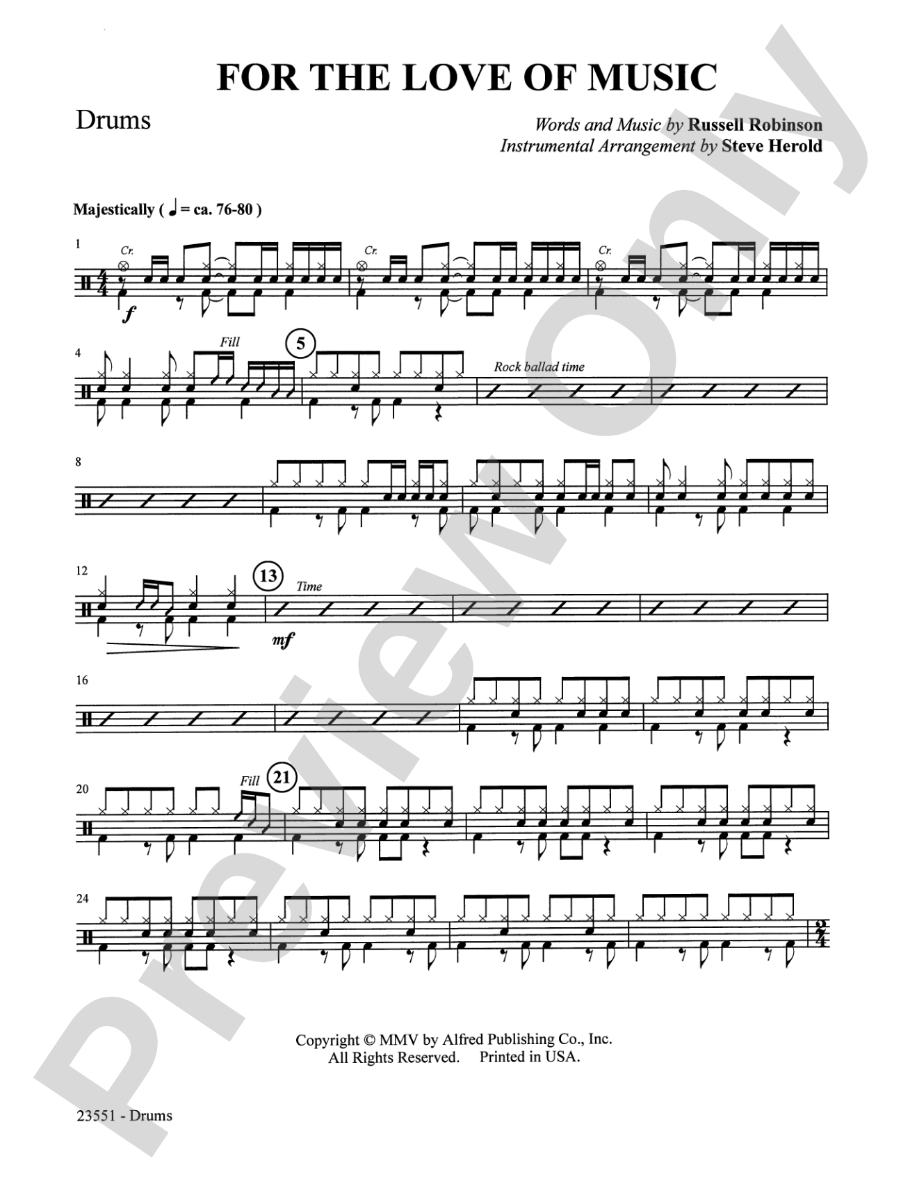 For the Love of Music: Drums: Choral SoundPax