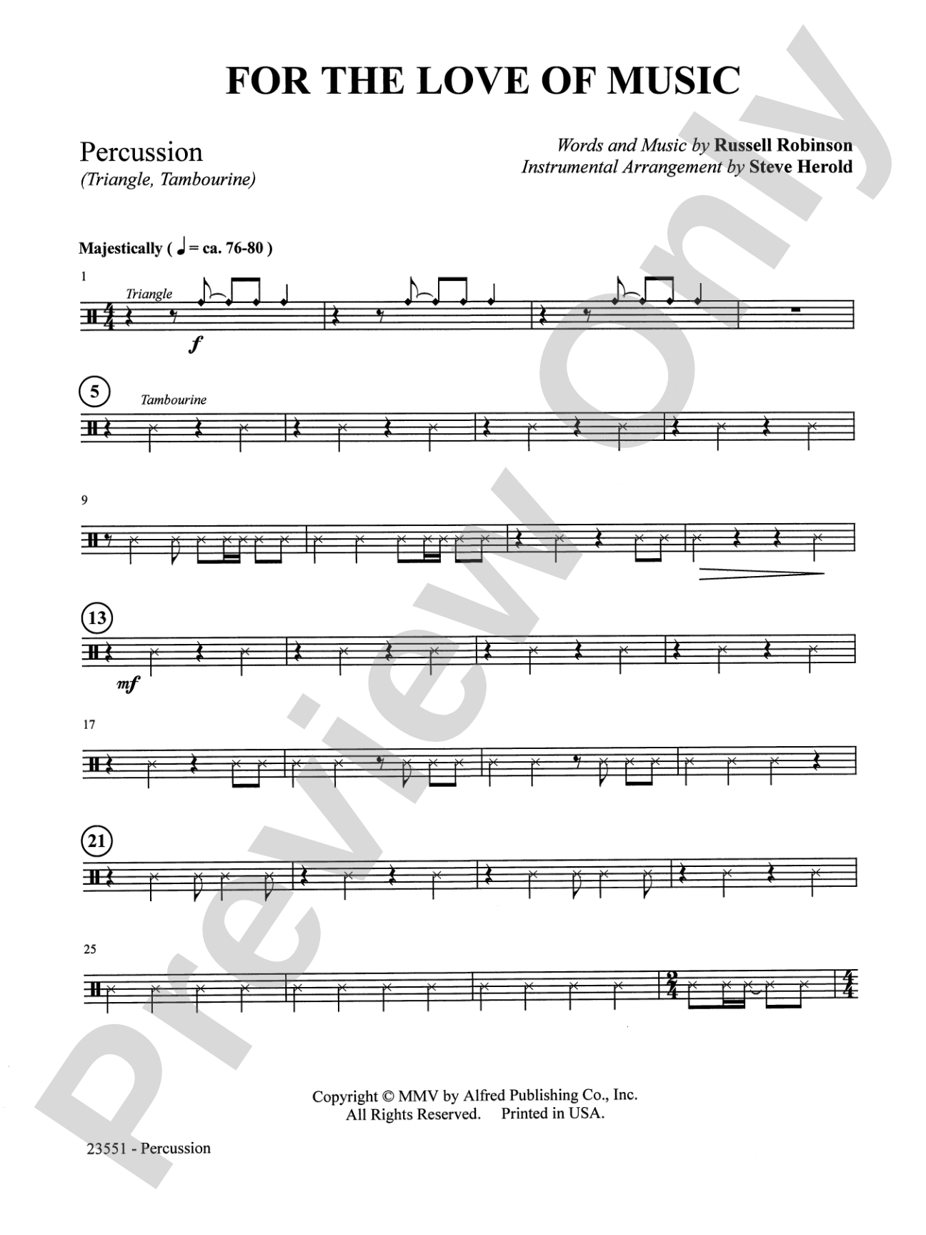 For the Love of Music: 1st Percussion: Choral SoundPax