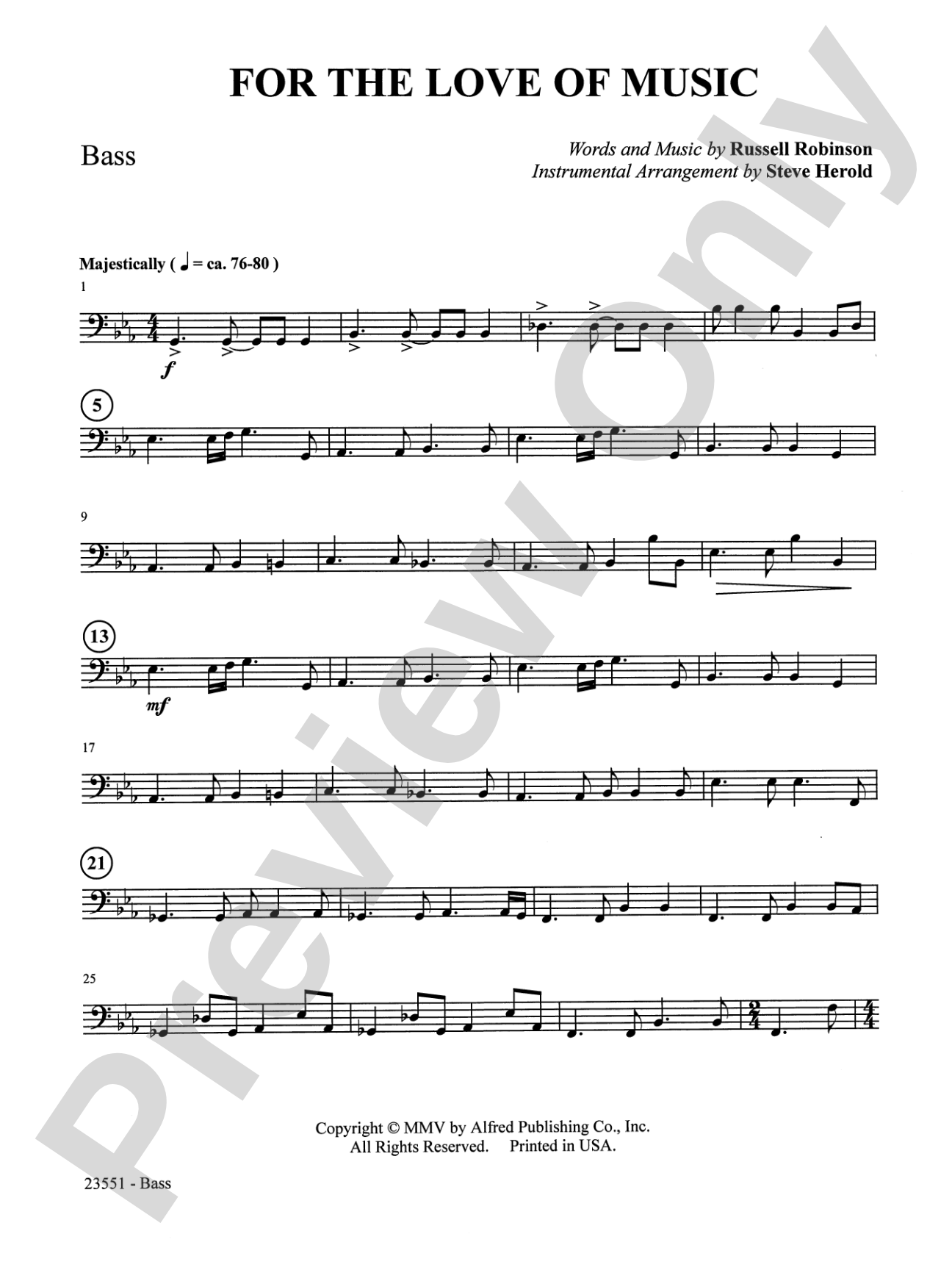 For the Love of Music: String Bass: Choral SoundPax