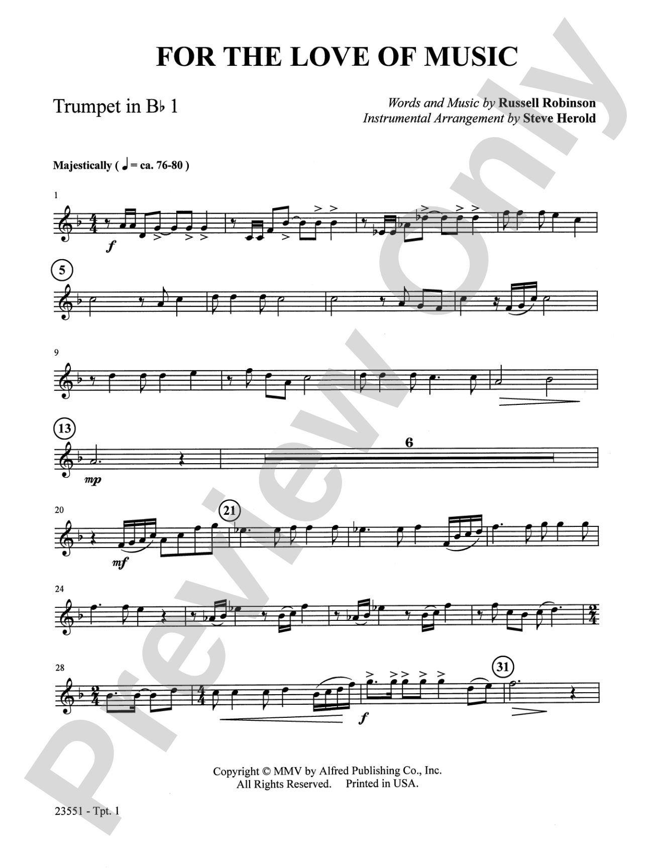 For the Love of Music: 1st B-flat Trumpet: Choral SoundPax