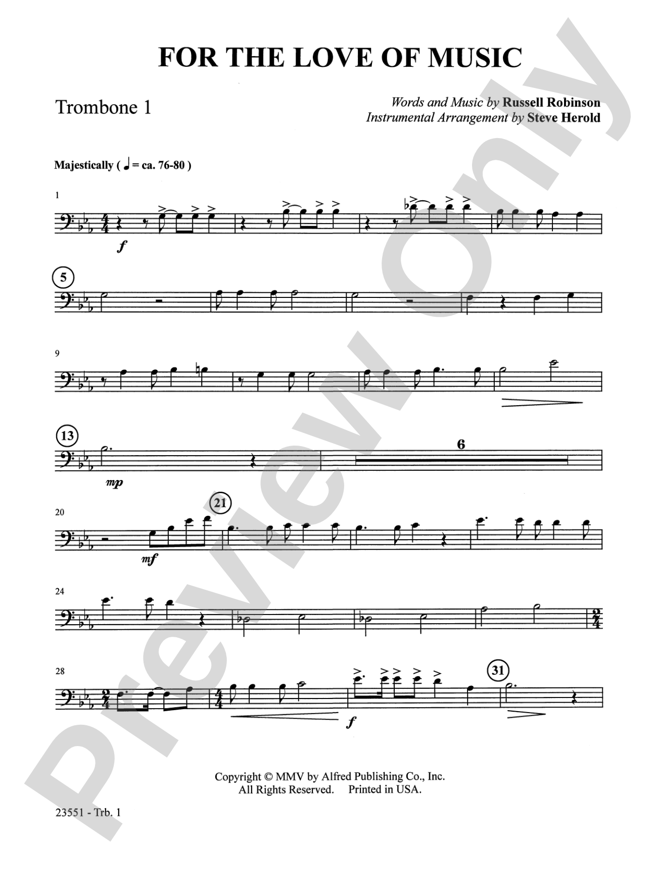 For the Love of Music: 1st Trombone: Choral SoundPax