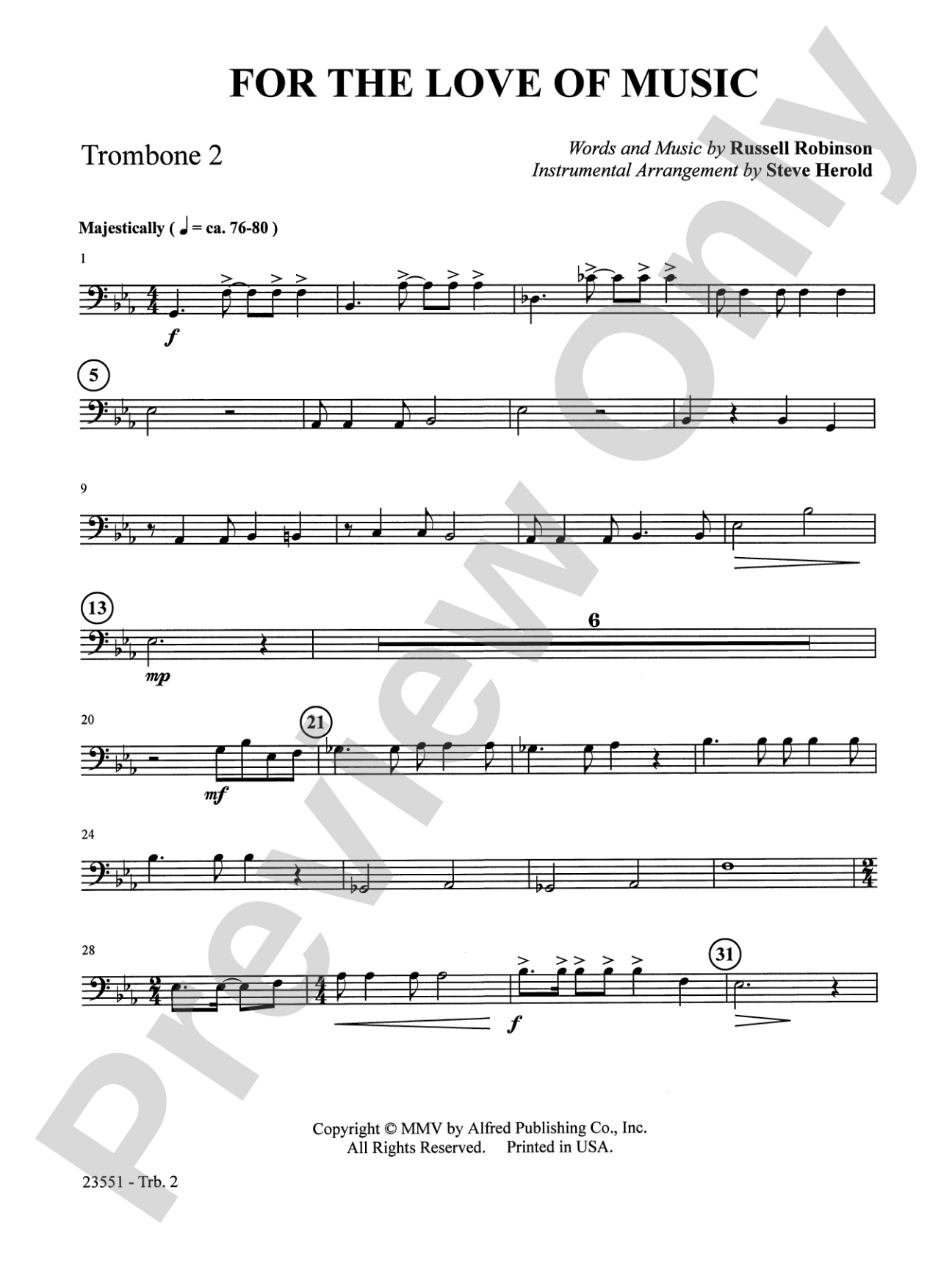 For the Love of Music: 2nd Trombone: Choral SoundPax