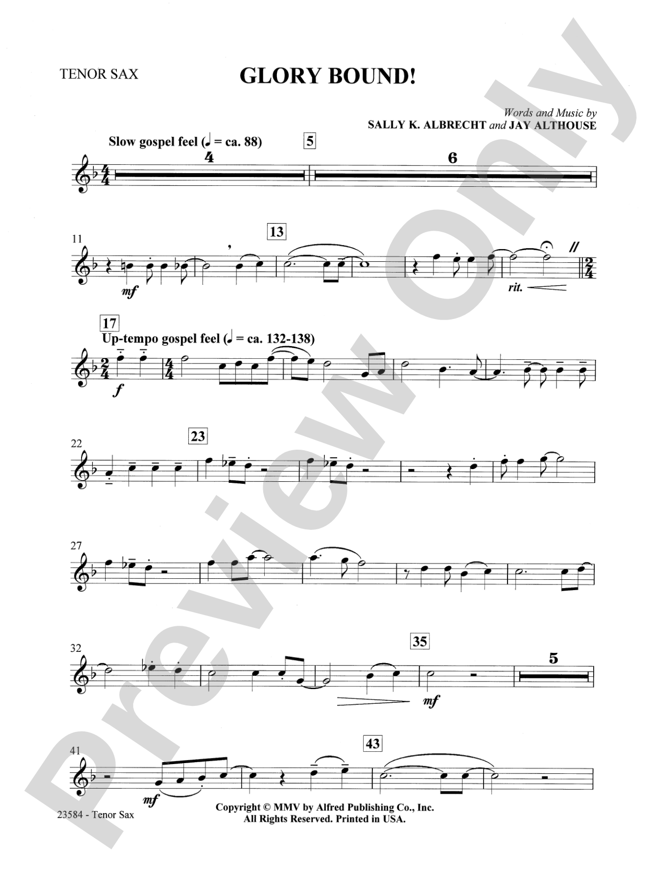 Glory Bound!: B-flat Tenor Saxophone: Choral SoundPax