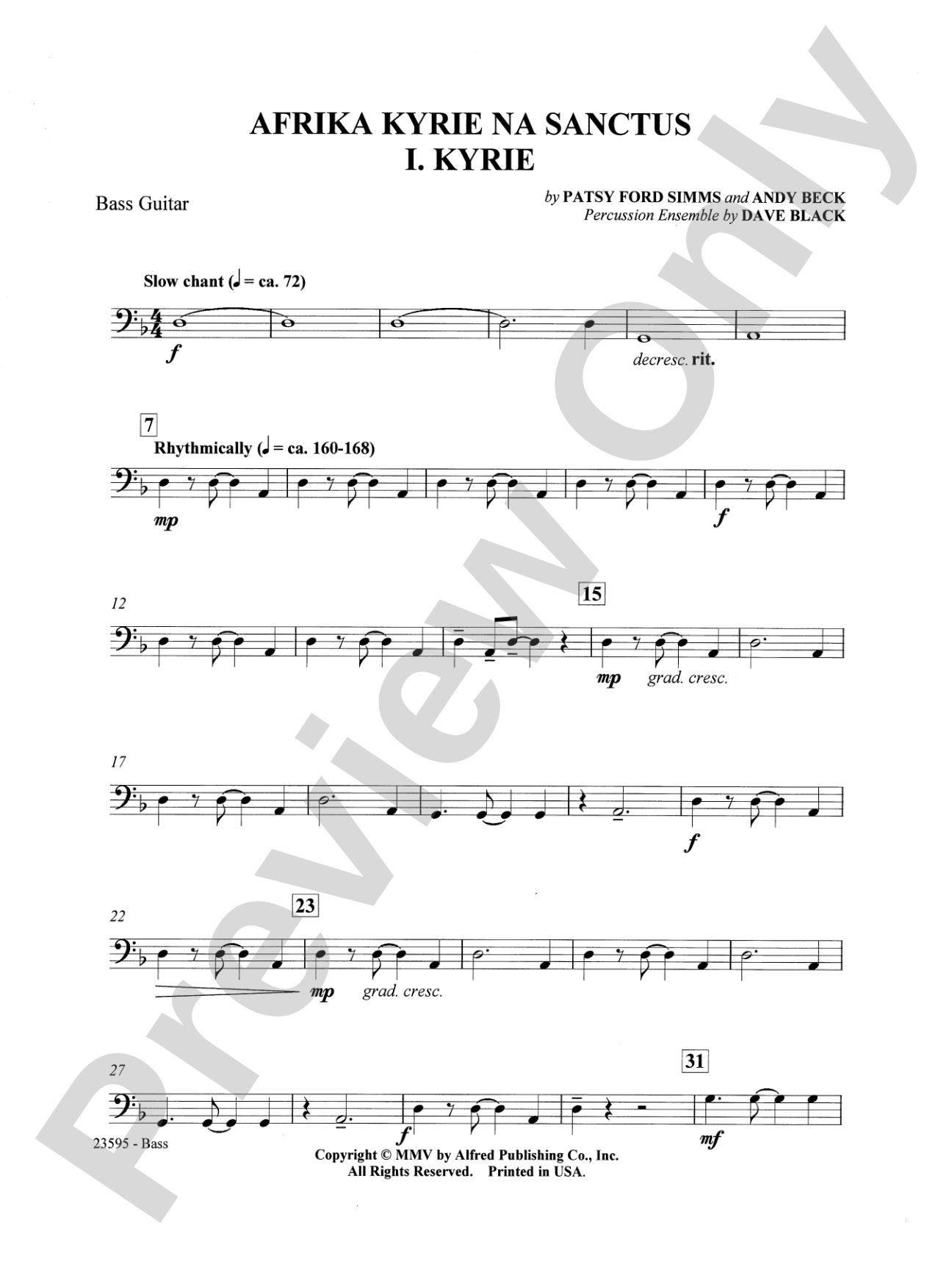 Afrika Kyrie na Sanctus: Bass 1: Choral SoundPax