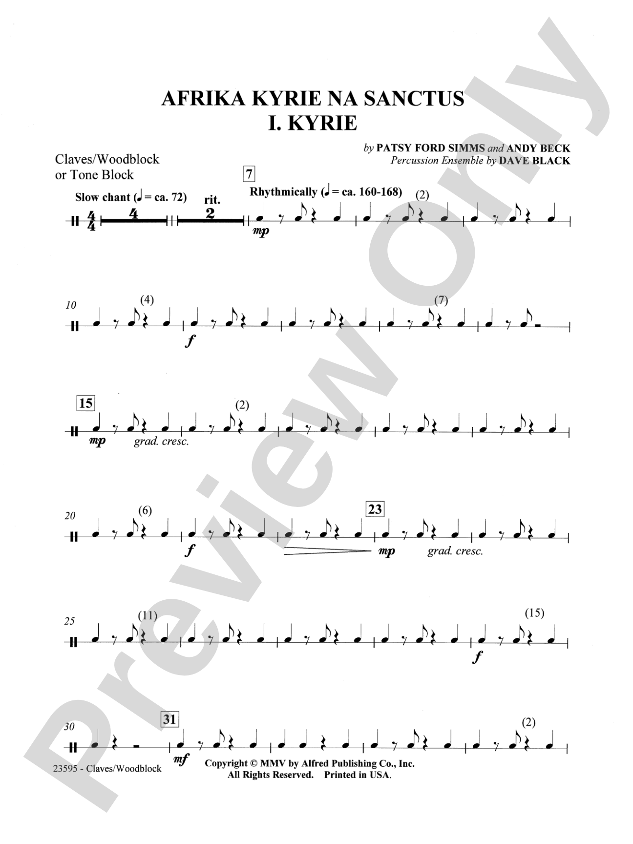 Afrika Kyrie na Sanctus: Wood Block: Choral SoundPax
