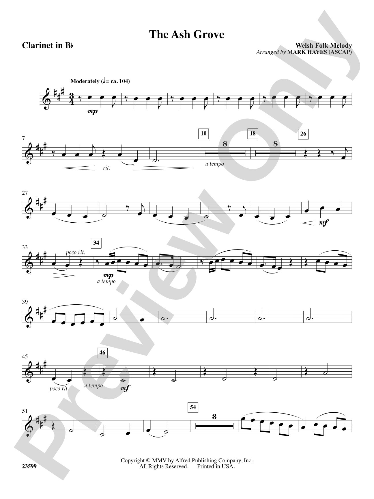The Ash Grove: 1st B-flat Clarinet: Choral SoundPax
