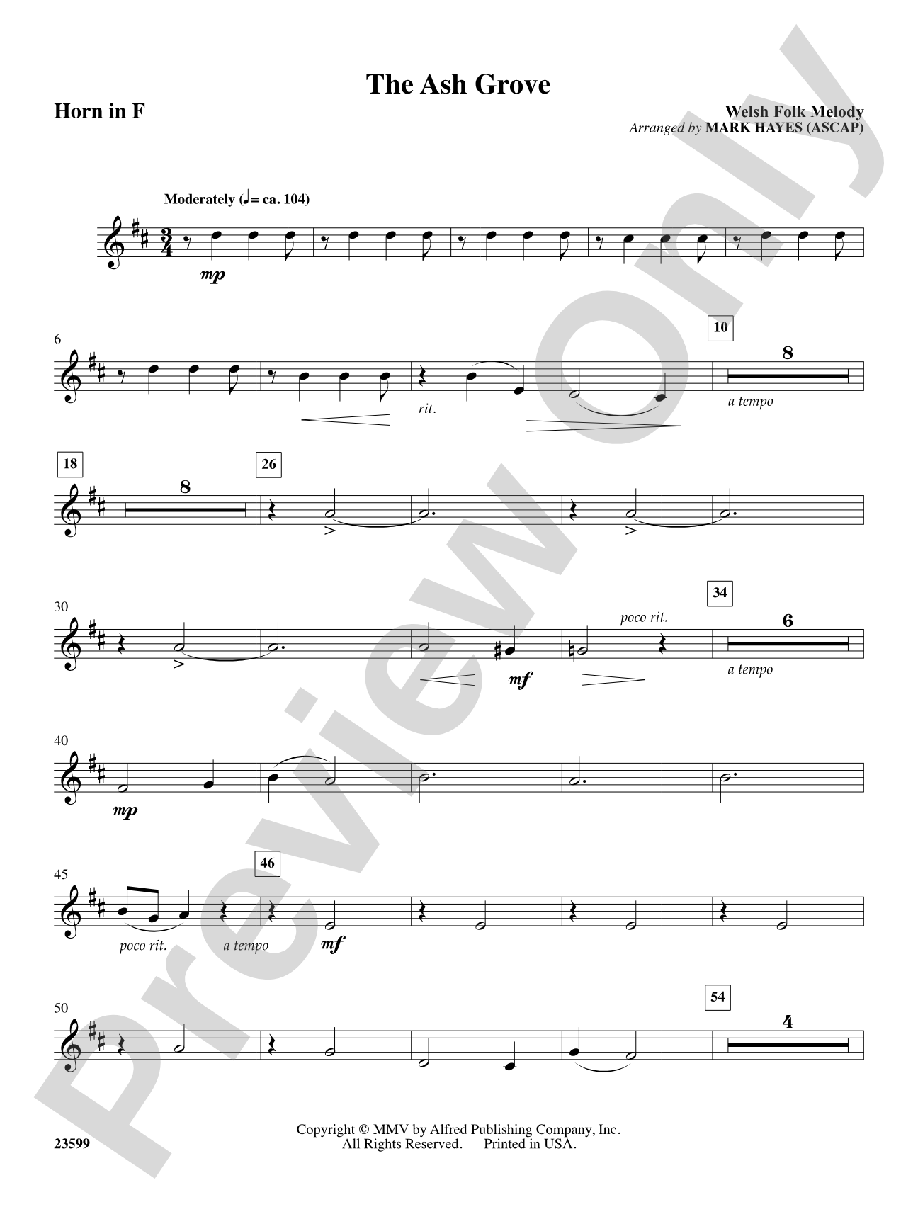 The Ash Grove: 1st F Horn: Choral SoundPax