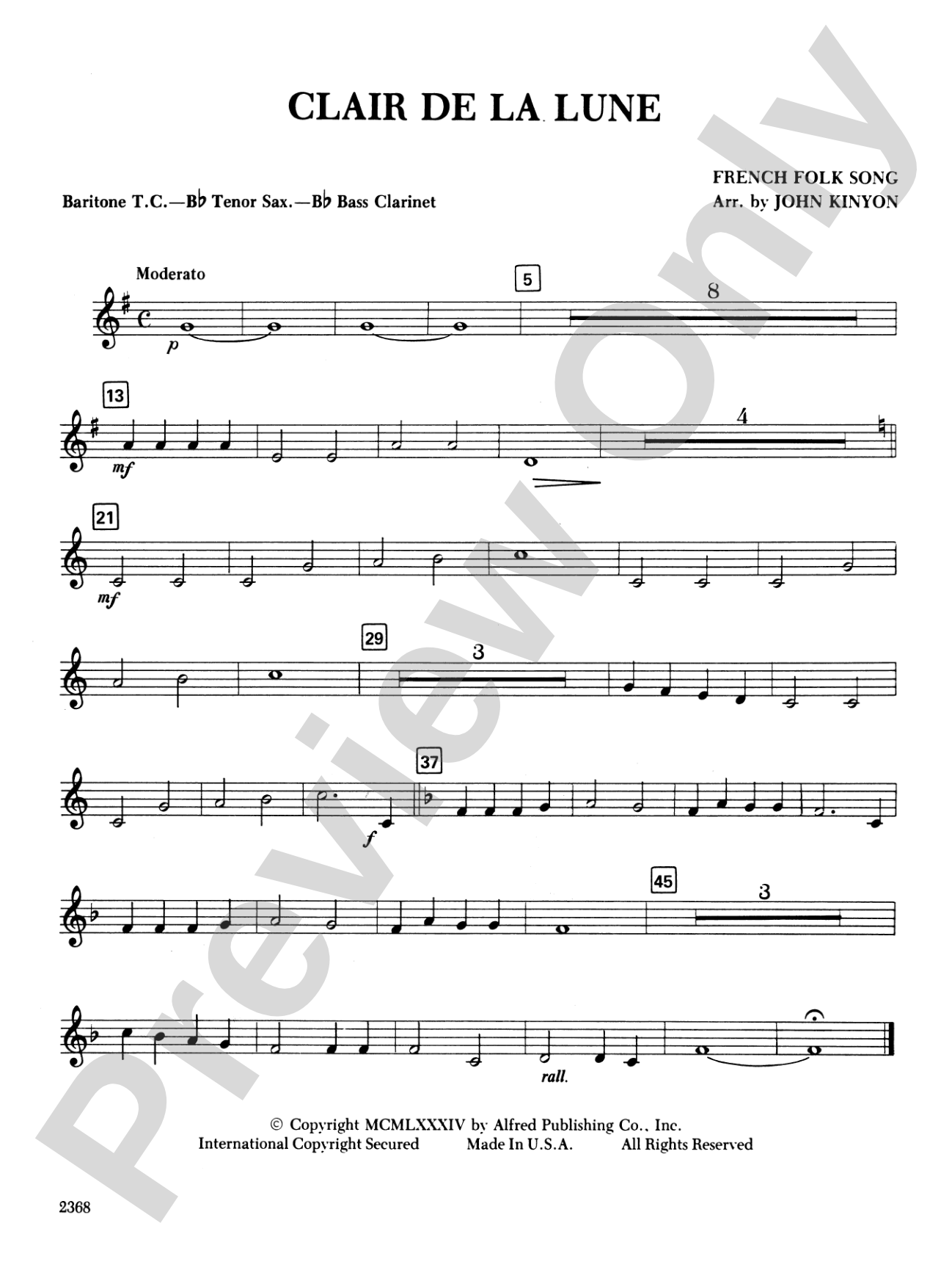 Clair de la Lune: Baritone T.C.
