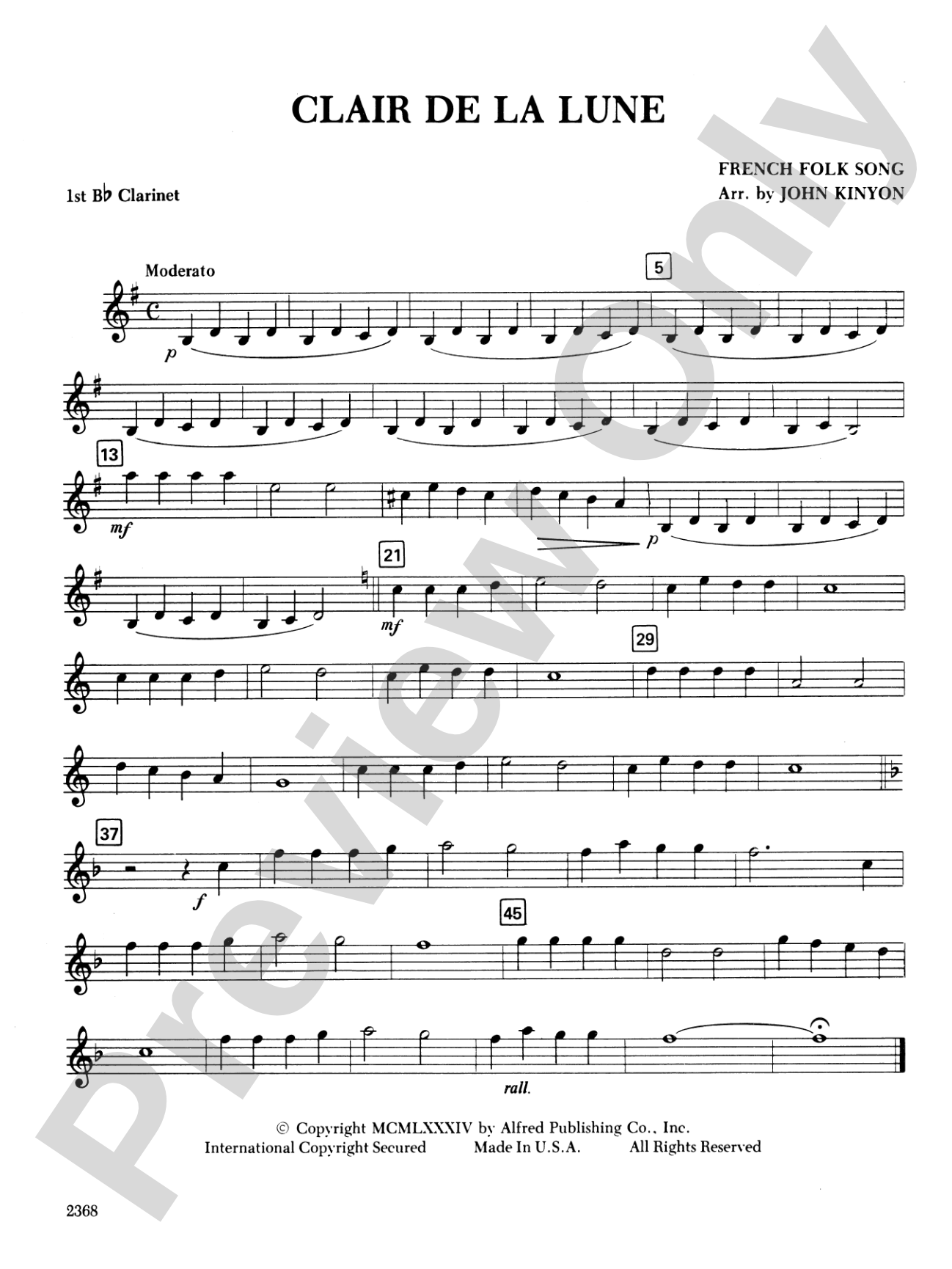 Clair de la Lune: 1st B-flat Clarinet