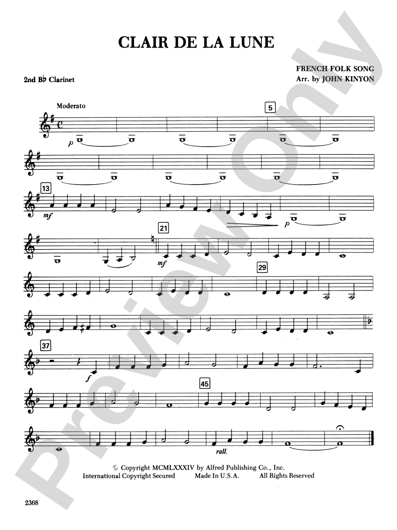 Clair de la Lune: 2nd B-flat Clarinet