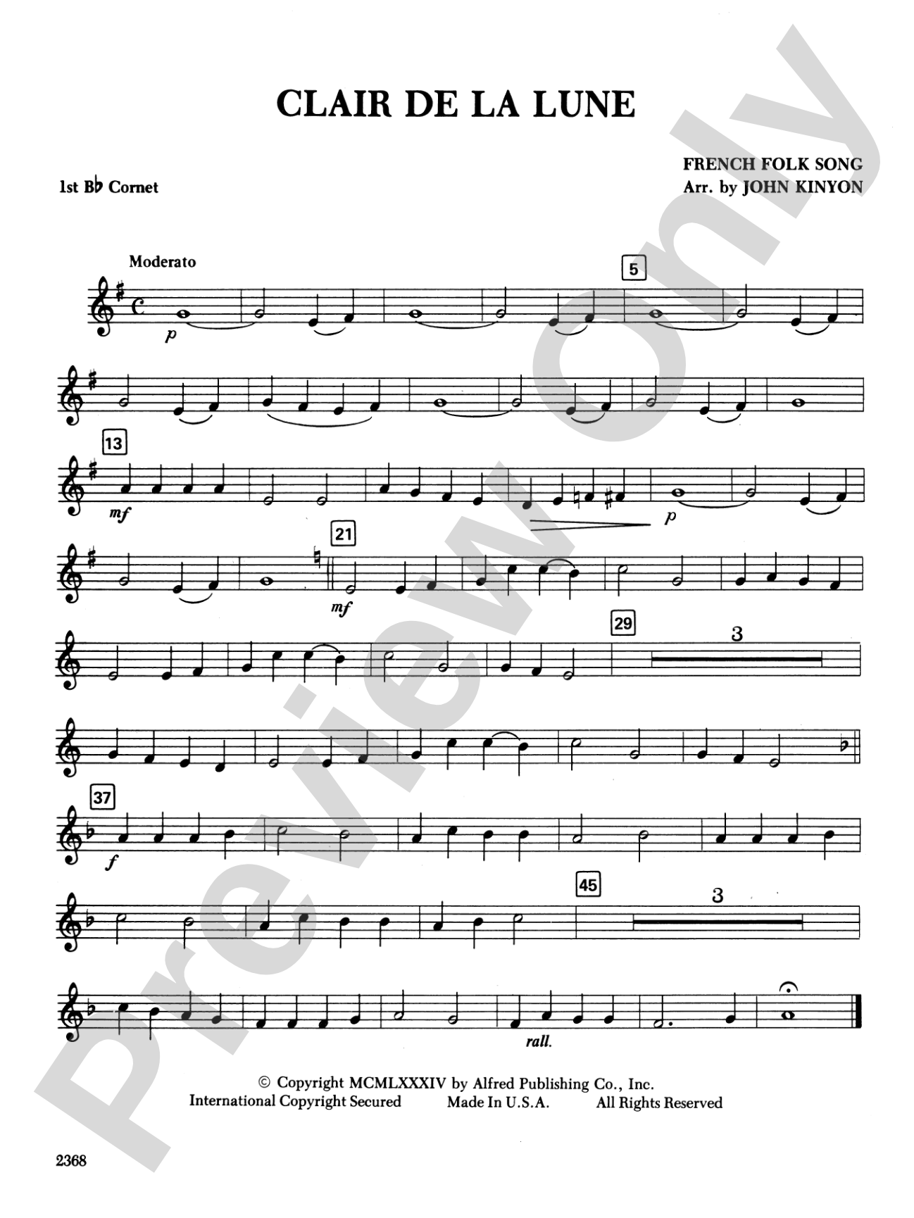 Clair de la Lune: 1st B-flat Cornet