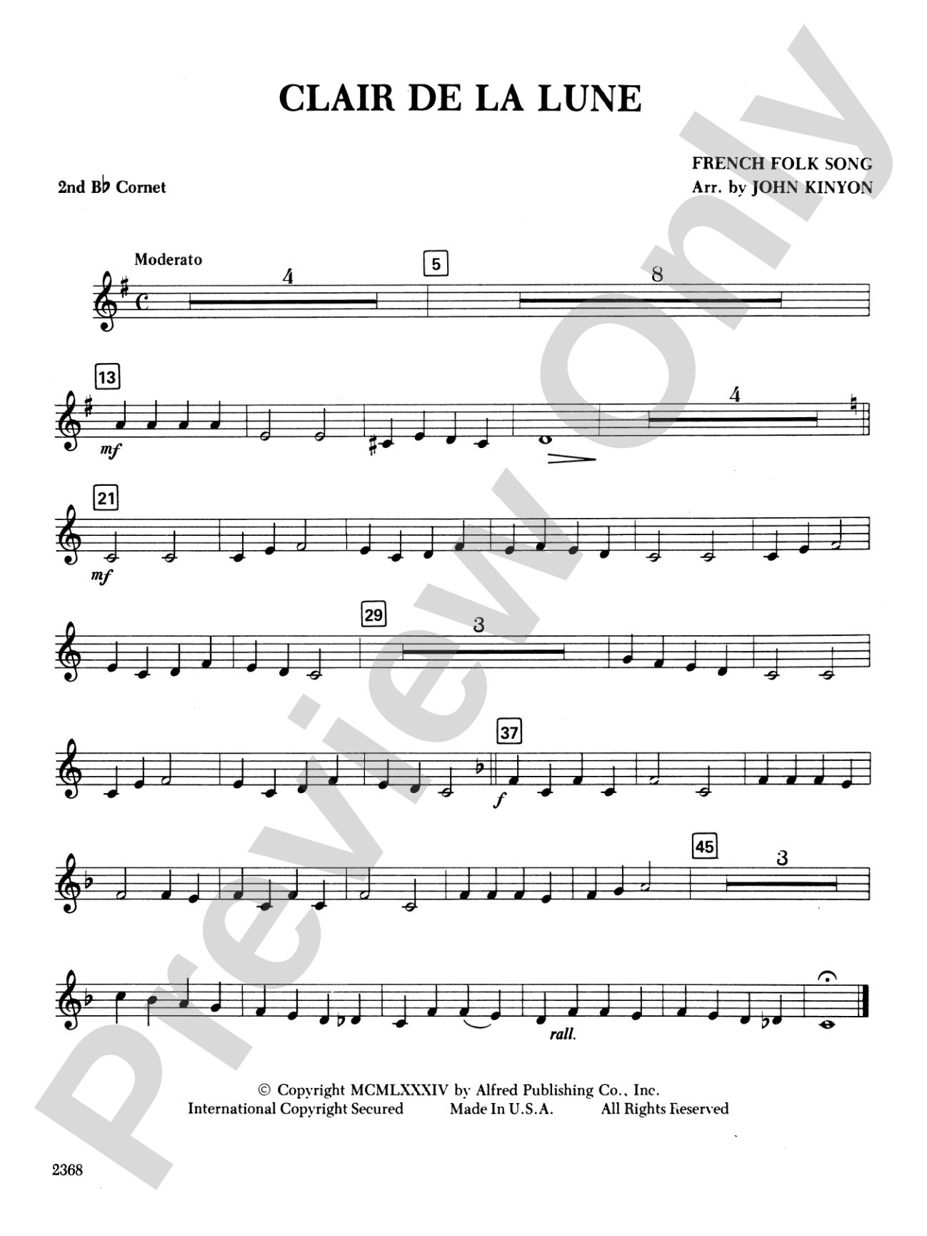 Clair de la Lune: 2nd B-flat Cornet