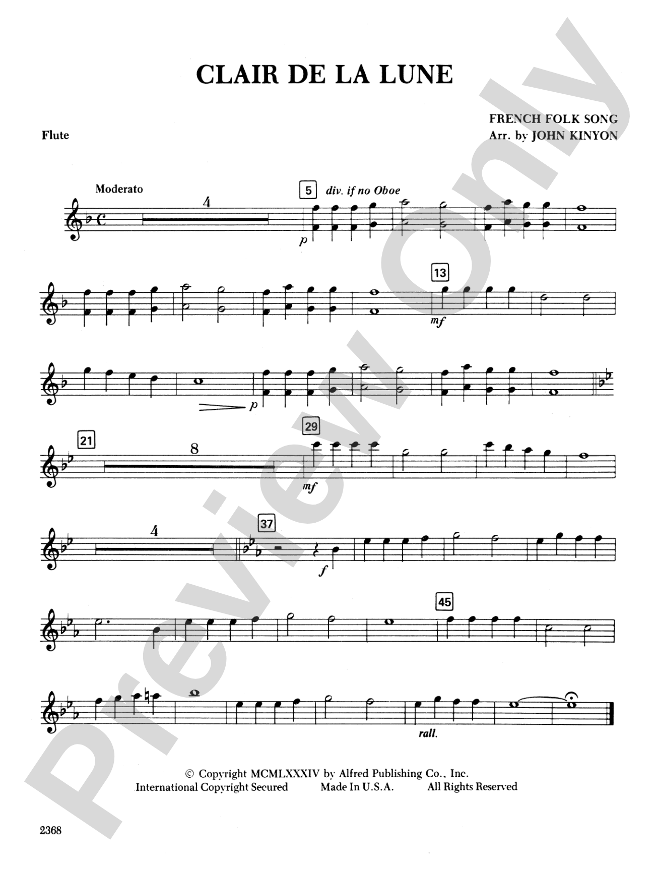 Clair de la Lune: Flute