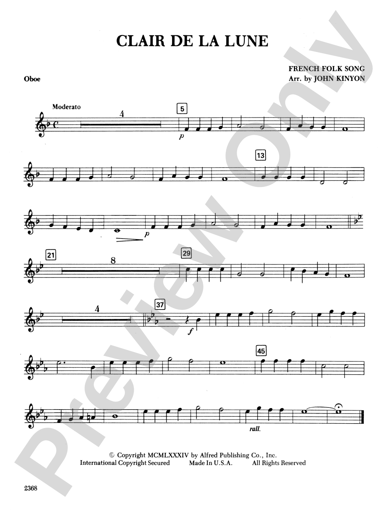 Clair de la Lune: Oboe