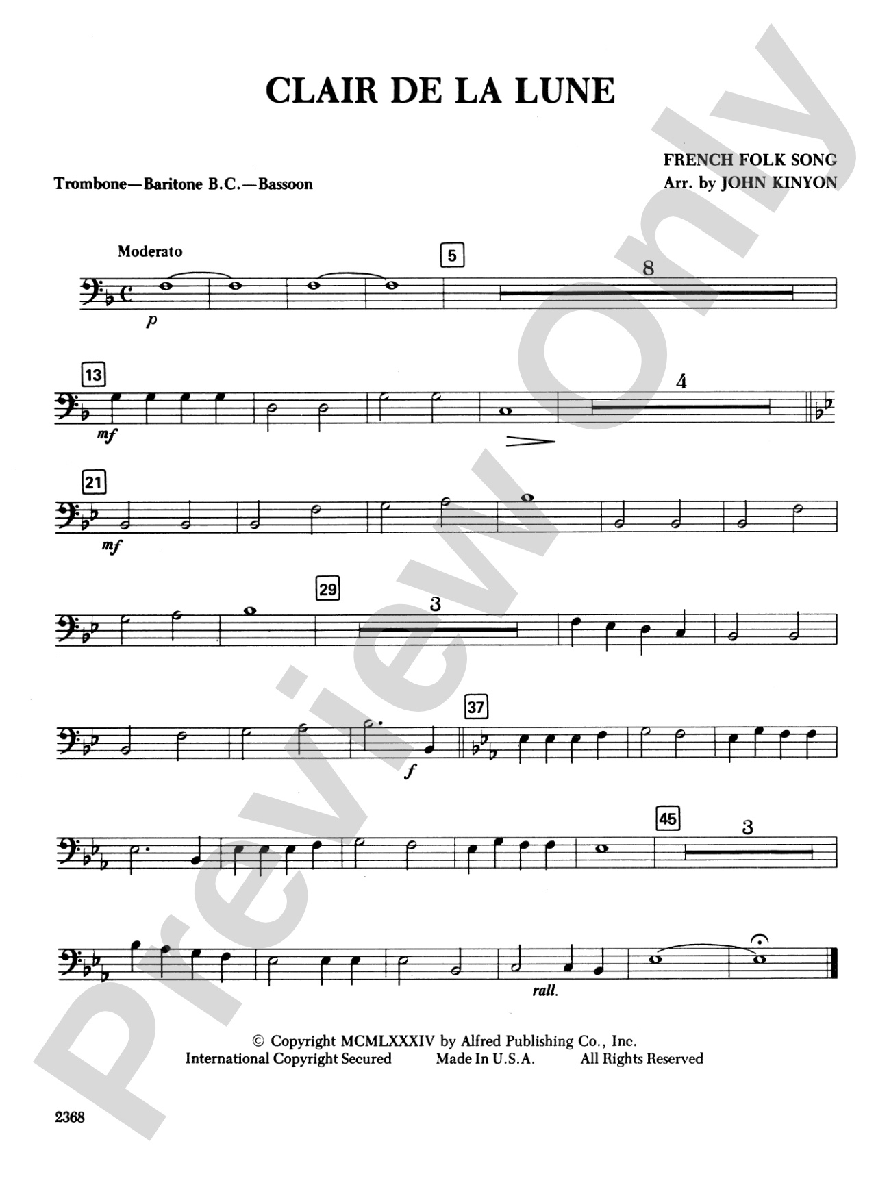 Clair de la Lune: 1st Trombone