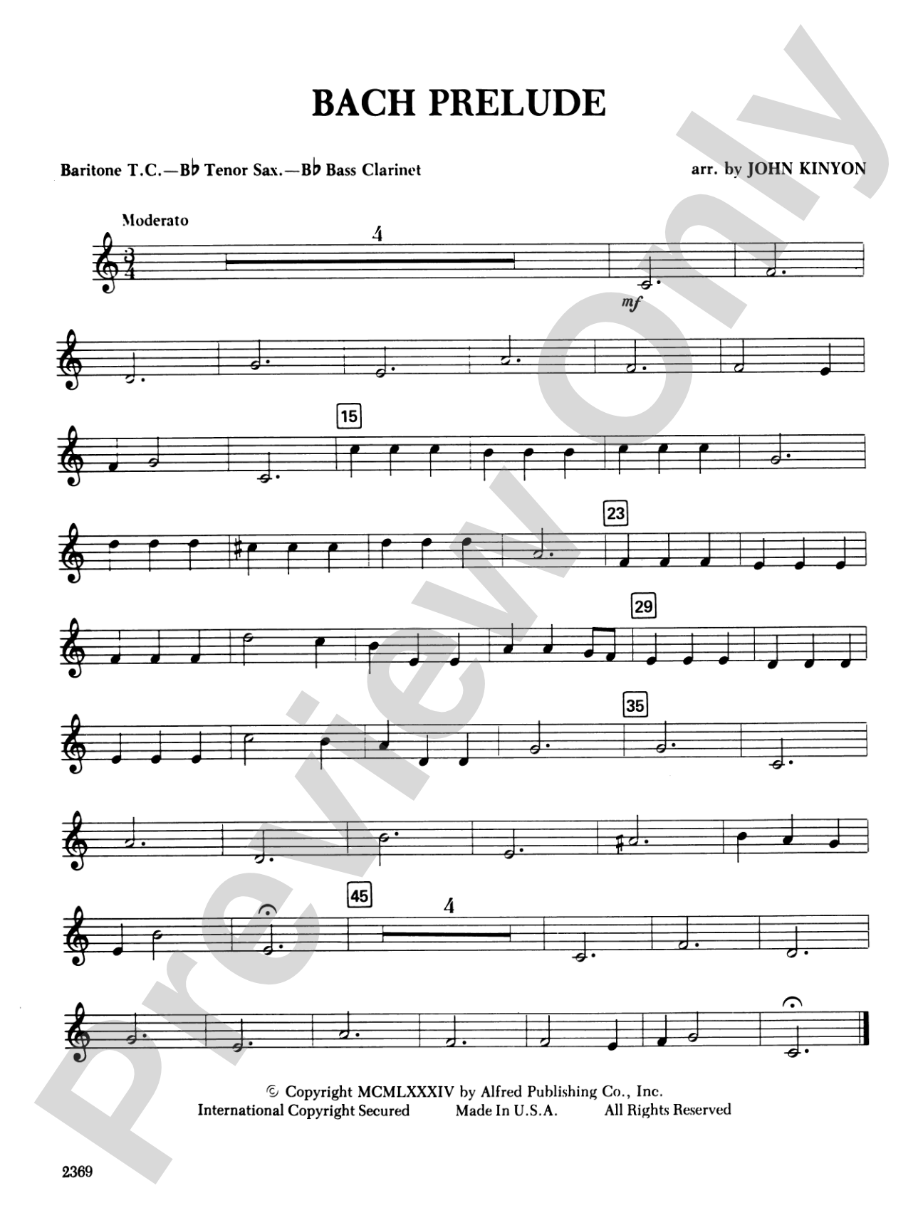 Bach Prelude: Baritone T.C.