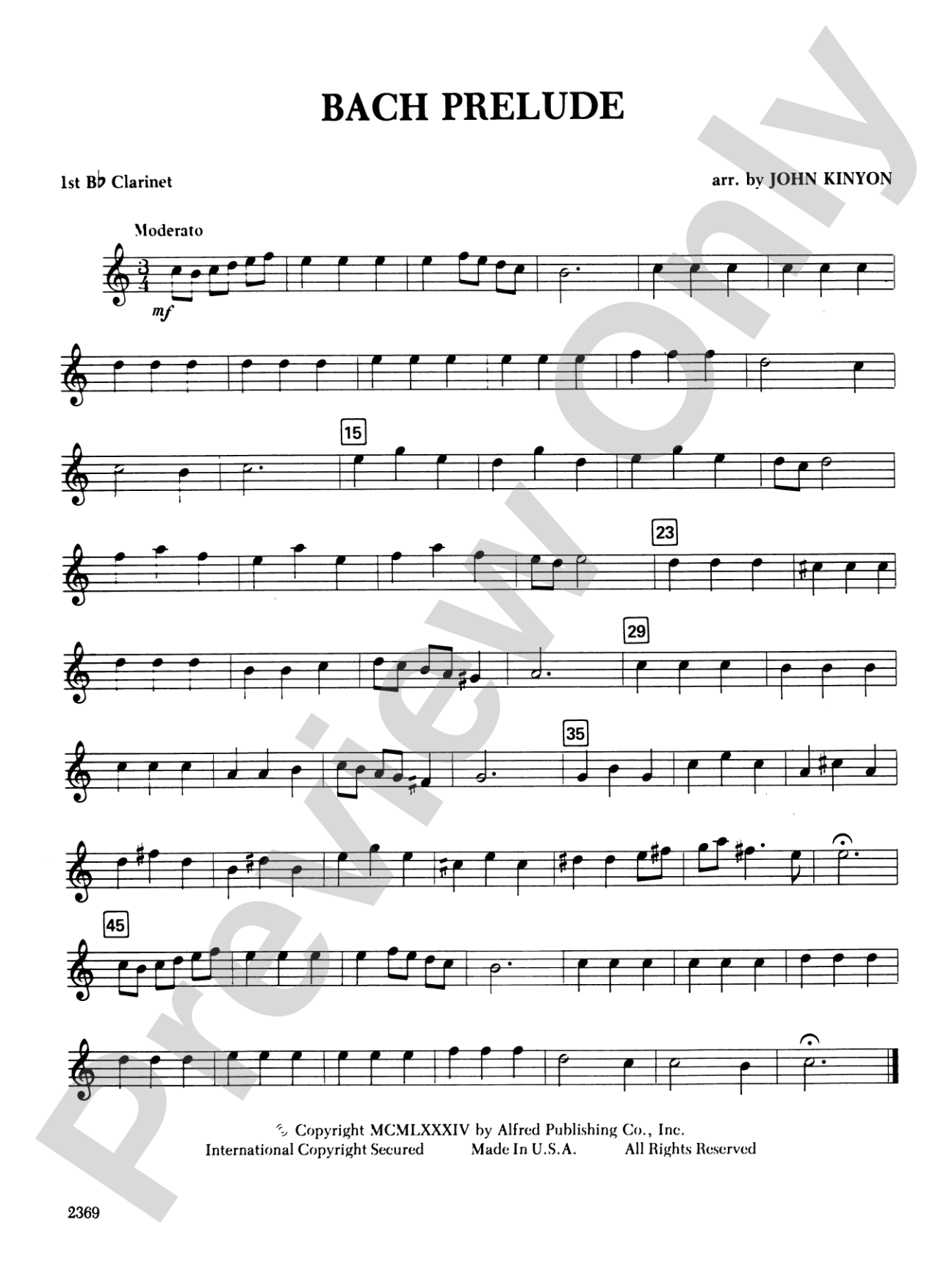 Bach Prelude: 1st B-flat Clarinet