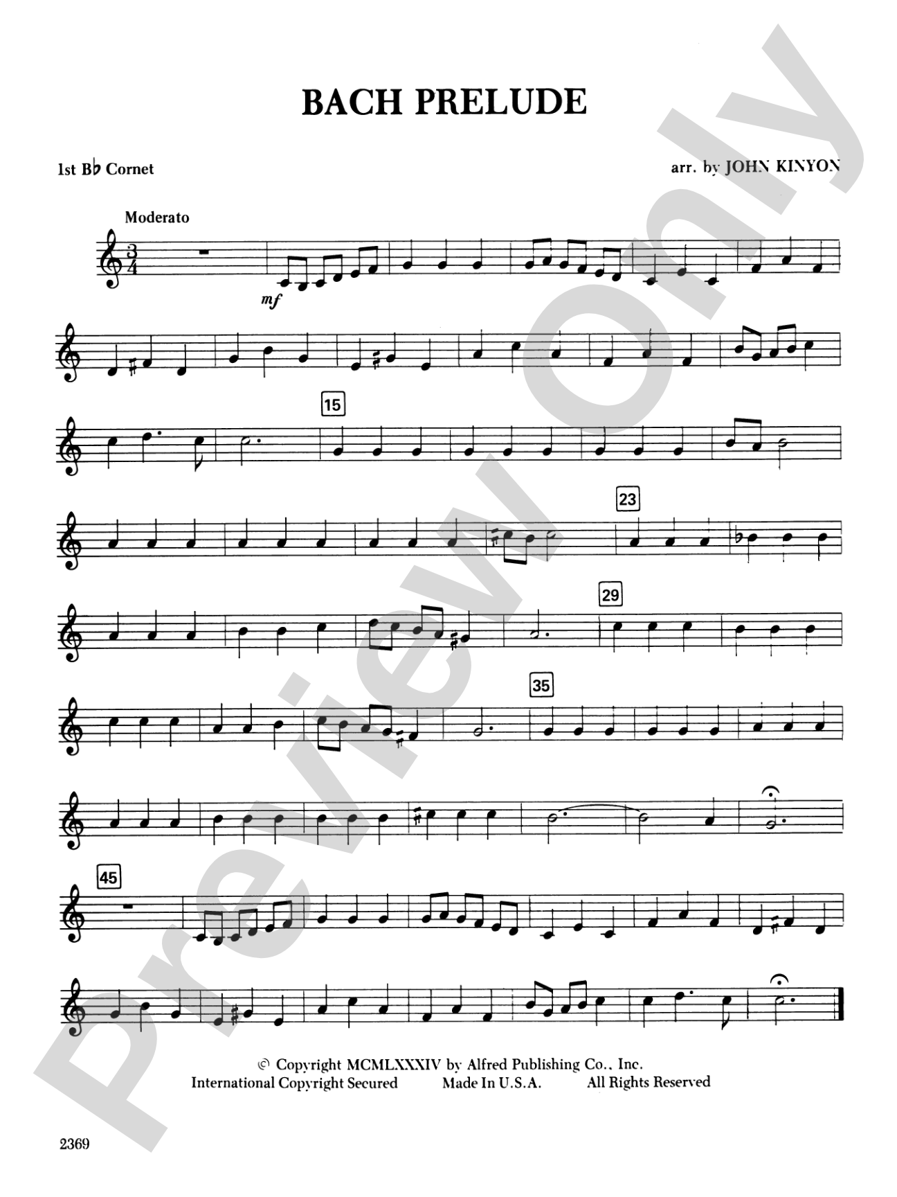 Bach Prelude: 1st B-flat Cornet