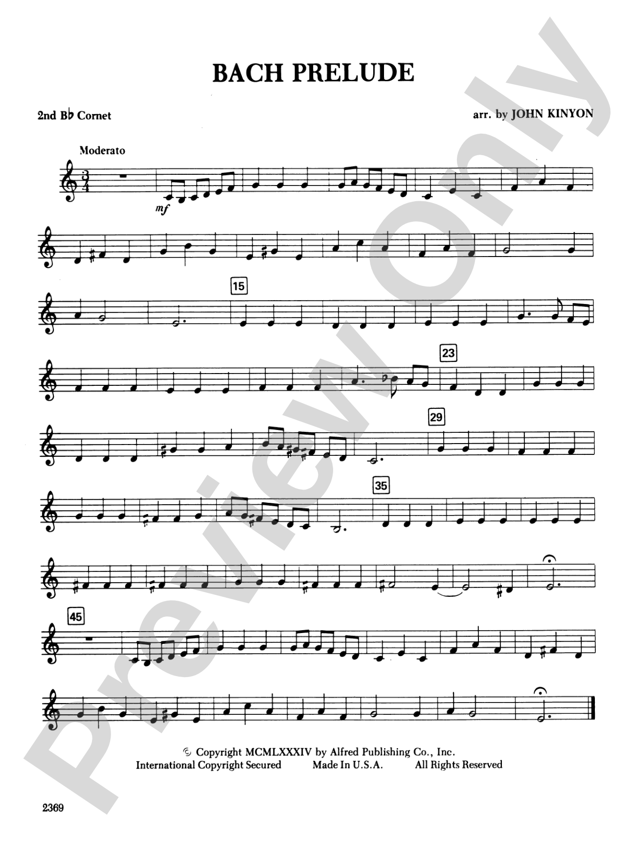 Bach Prelude: 2nd B-flat Cornet