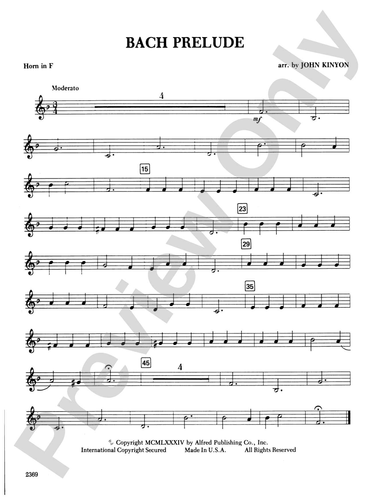 Bach Prelude: 1st F Horn