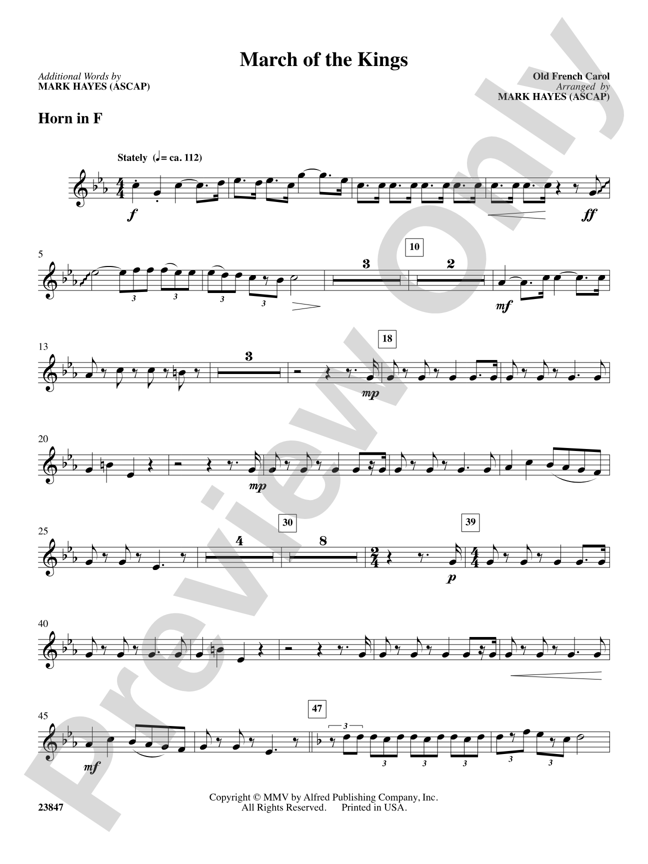 March of the Kings: 1st F Horn: Choral SoundPax