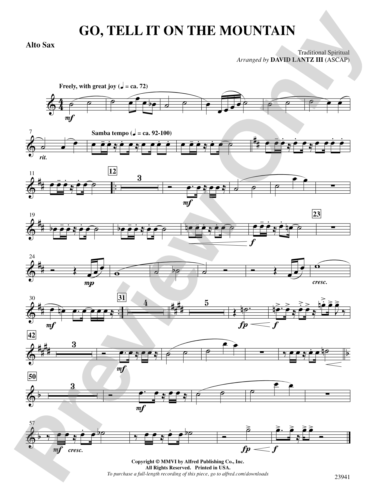 Go, Tell It on the Mountain: E-flat Alto Saxophone: Choral SoundPax