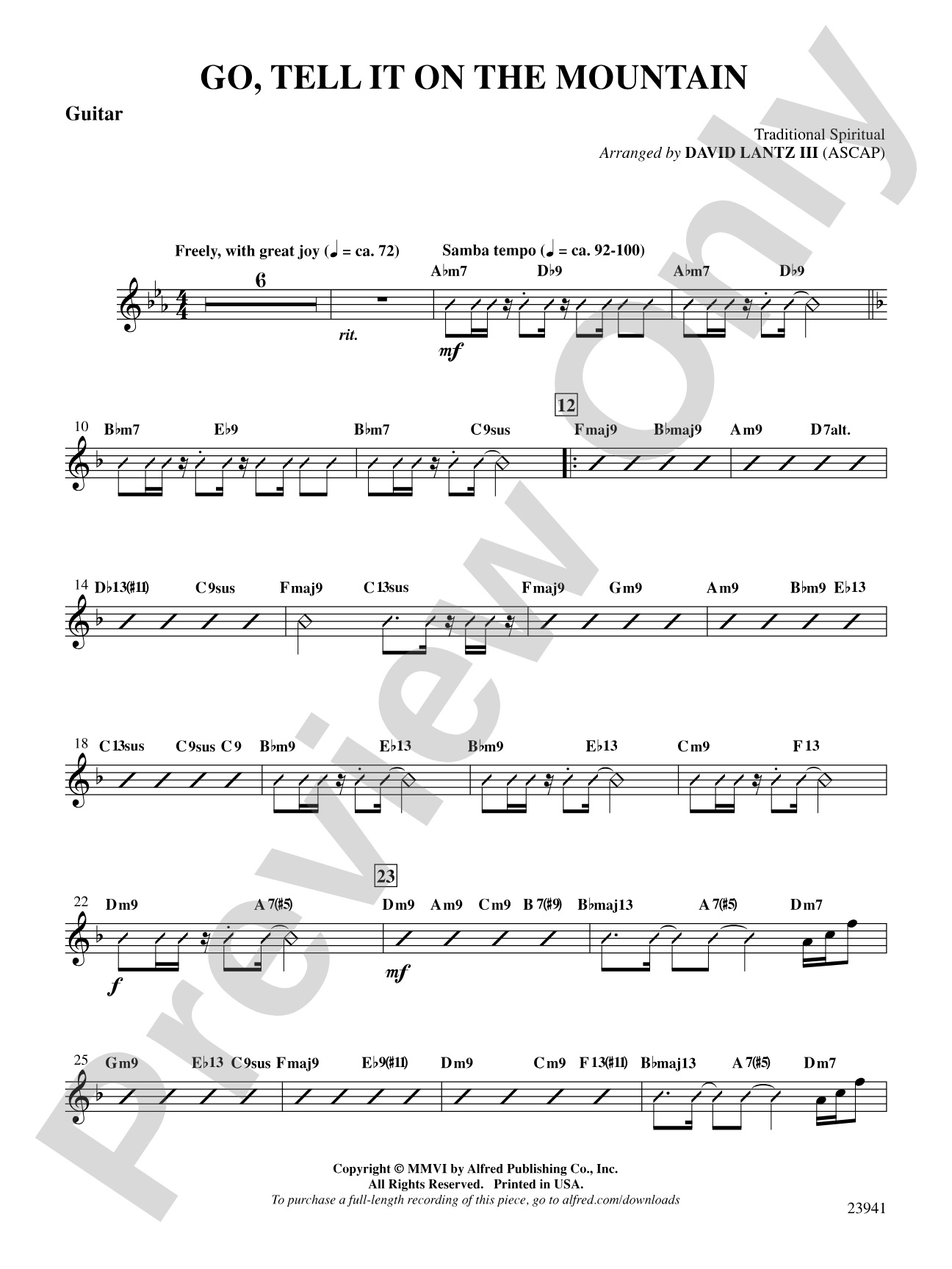 Go, Tell It on the Mountain: Guitar: Choral SoundPax