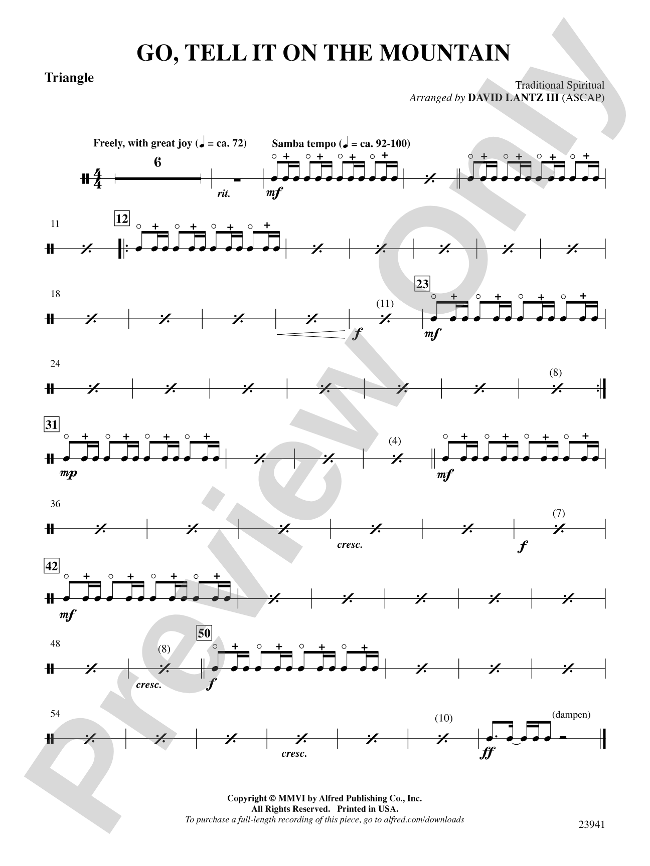 Go, Tell It on the Mountain: 2nd Percussion: Choral SoundPax