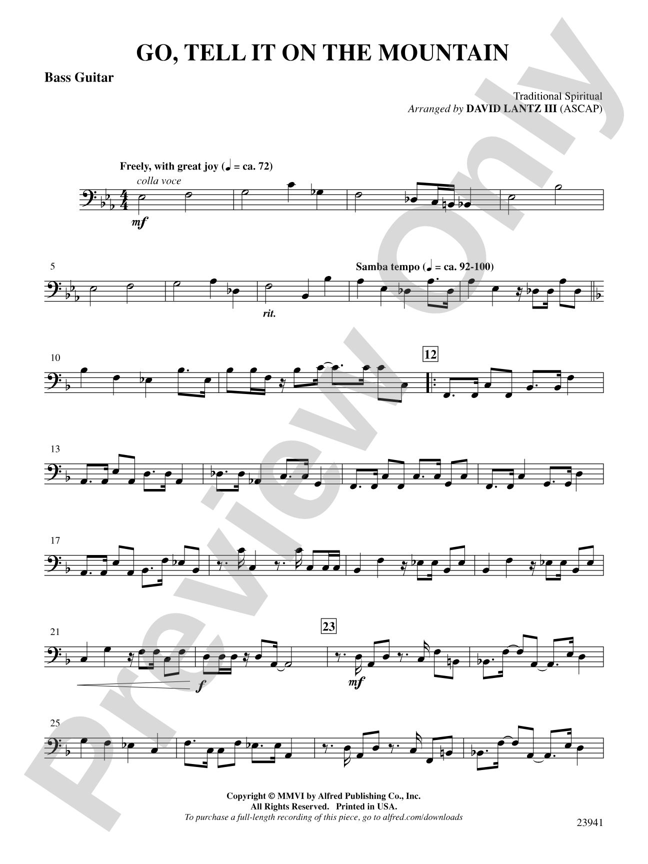 Go, Tell It on the Mountain: String Bass: Choral SoundPax