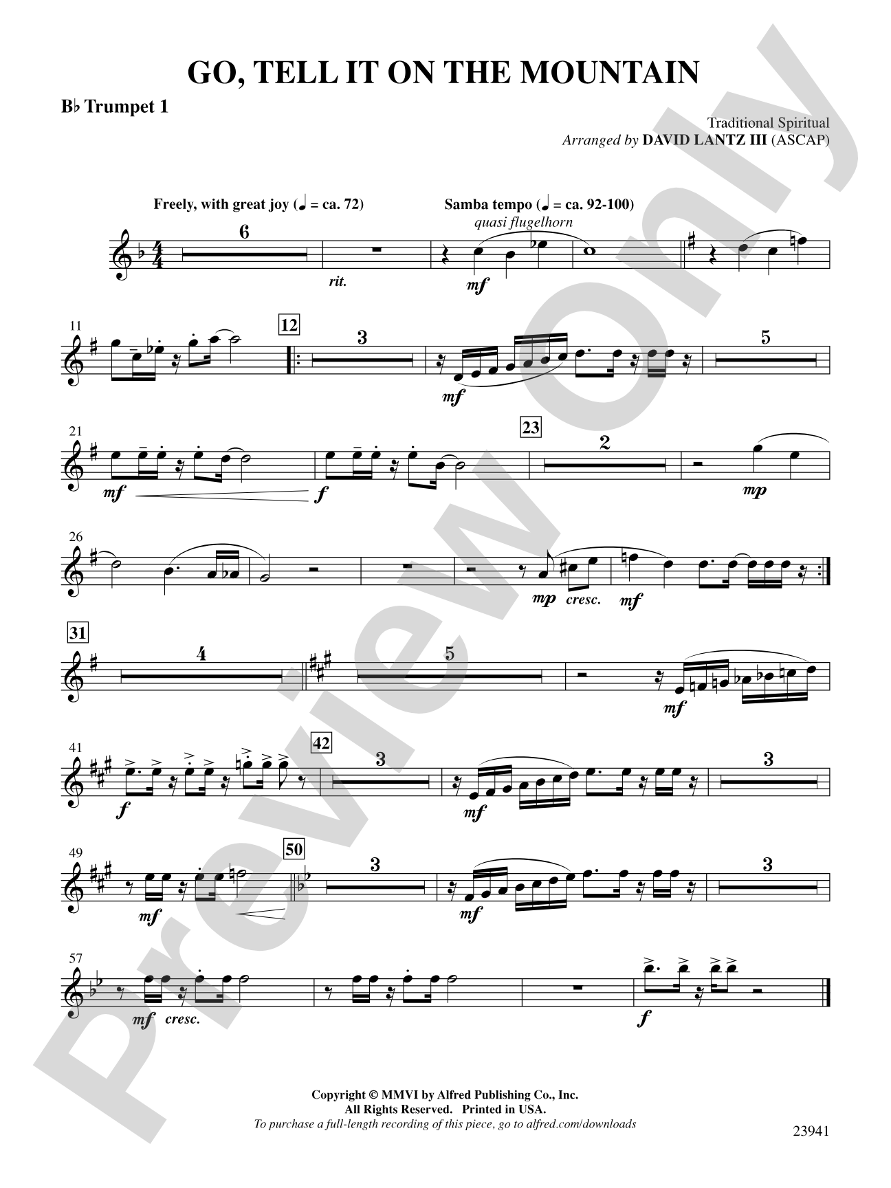 Go, Tell It on the Mountain: 1st B-flat Trumpet: Choral SoundPax