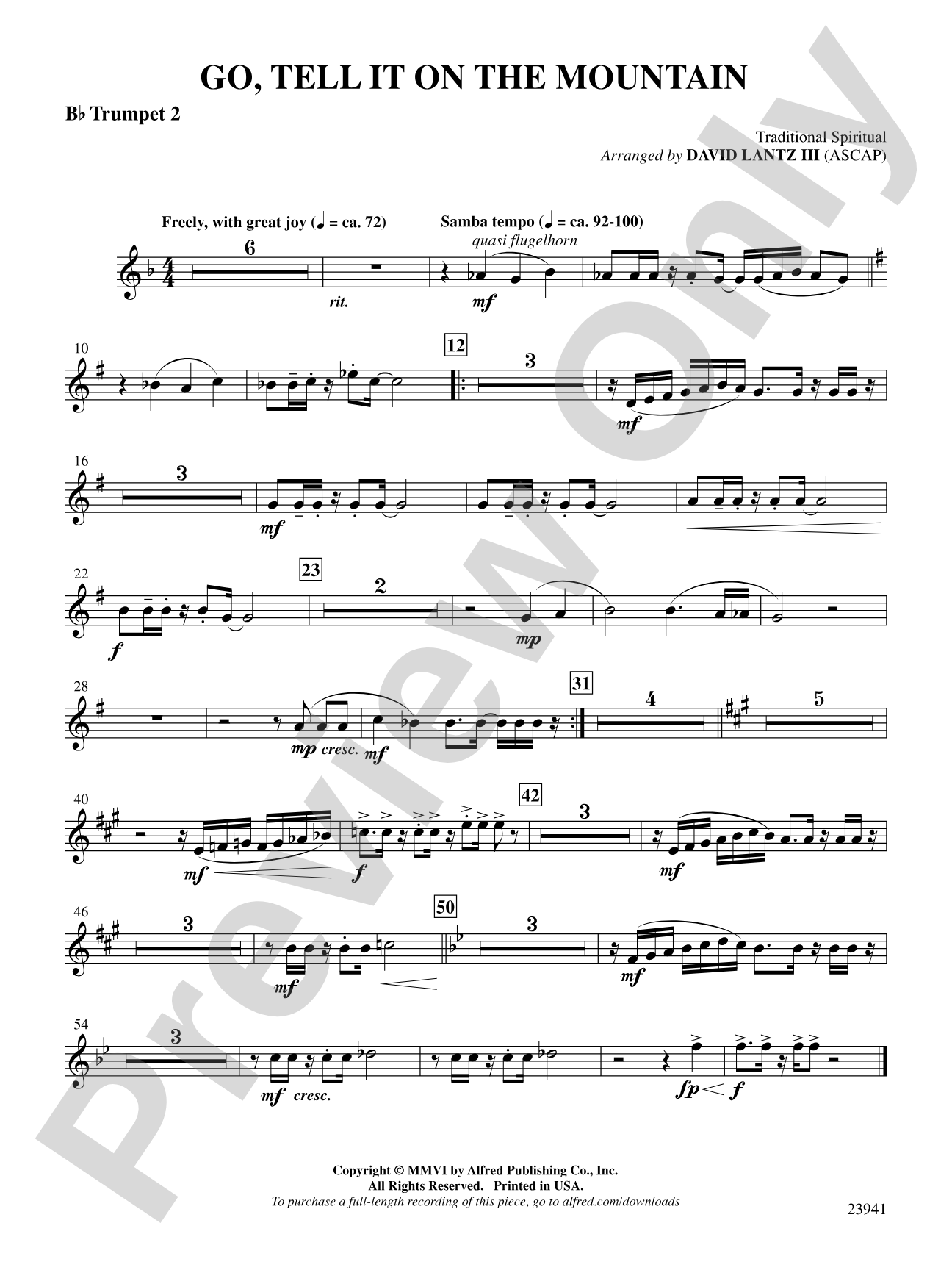 Go, Tell It on the Mountain: 2nd B-flat Trumpet: Choral SoundPax