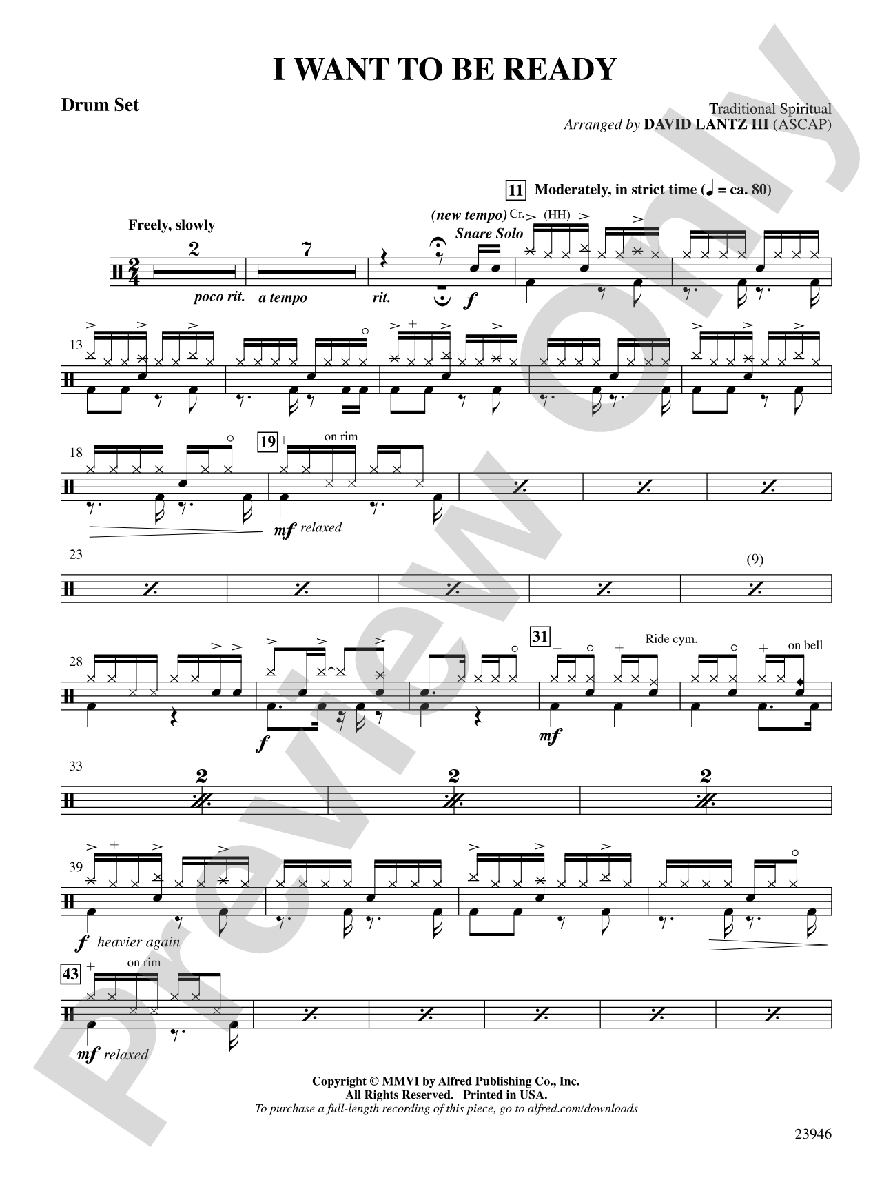 I Want to Be Ready: Drums: Choral SoundPax