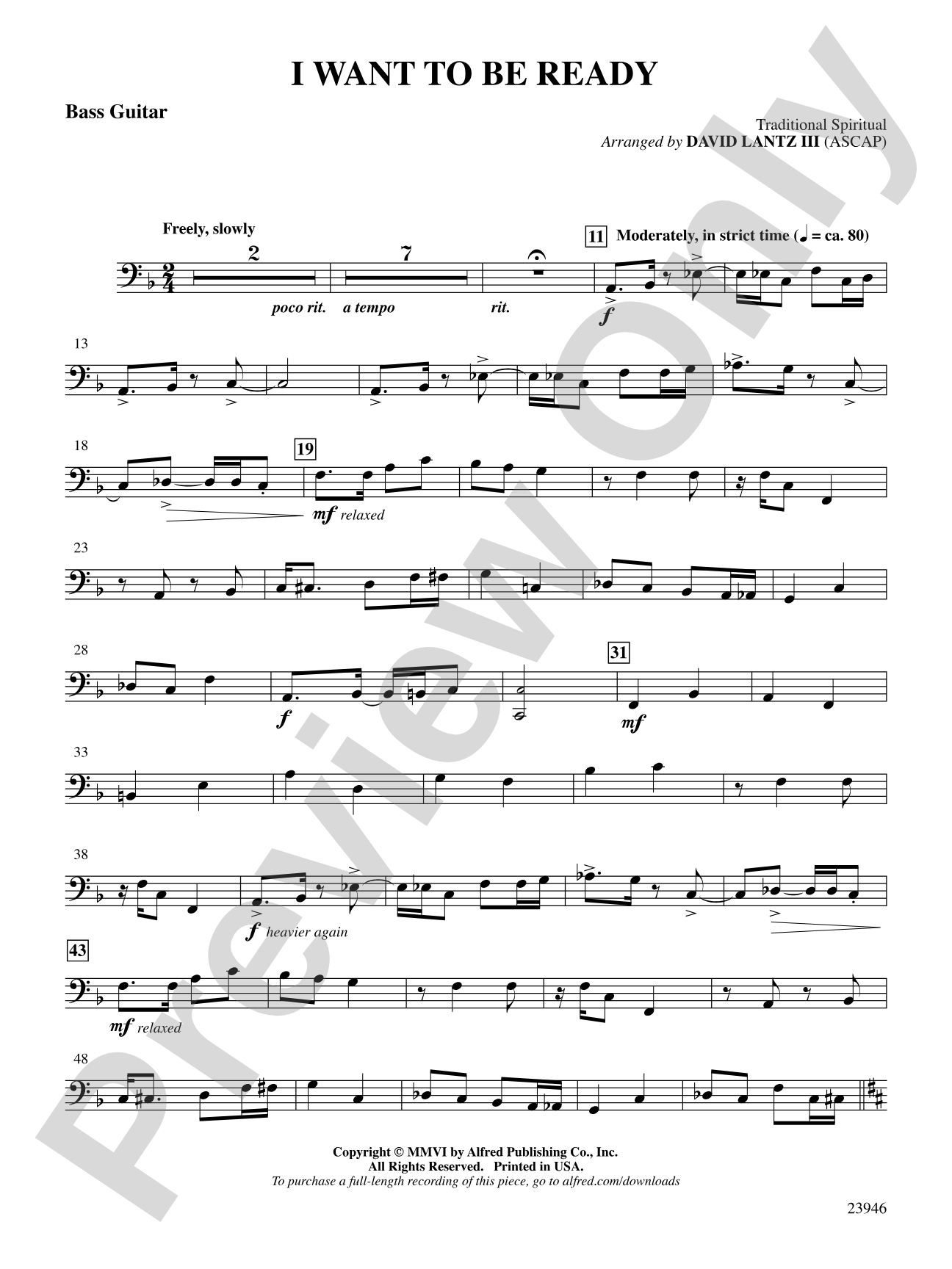 I Want to Be Ready: String Bass: Choral SoundPax