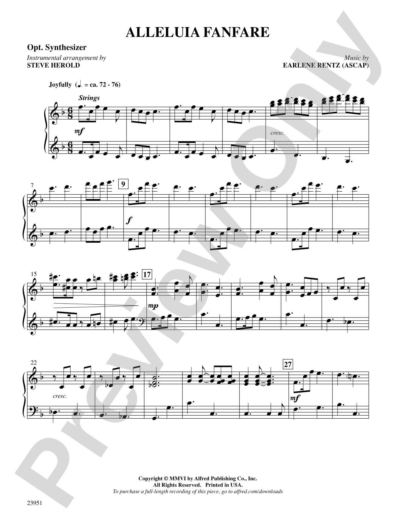 Alleluia Fanfare: Synthesizer: Choral SoundPax