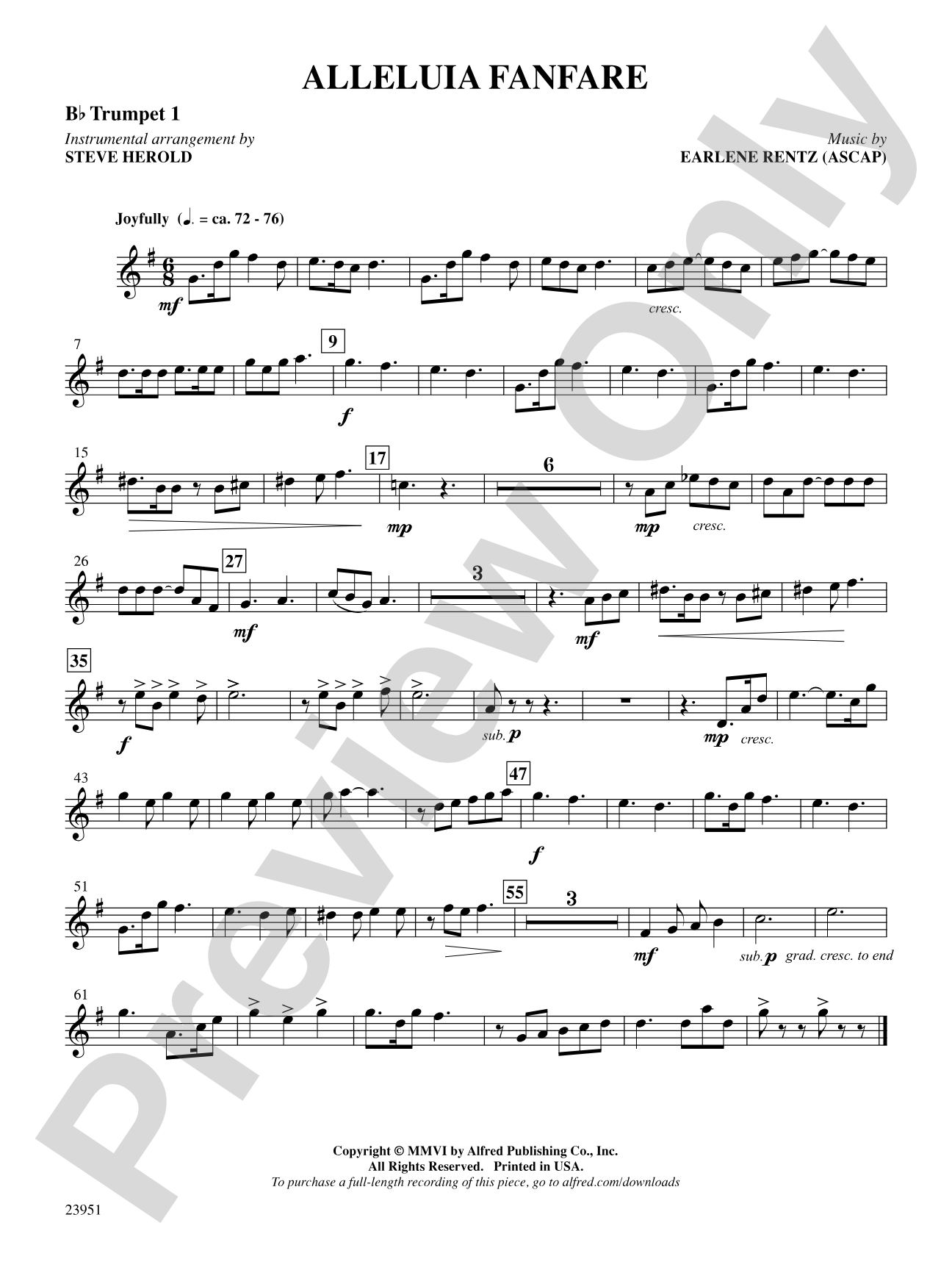 Alleluia Fanfare: 1st B-flat Trumpet: Choral SoundPax