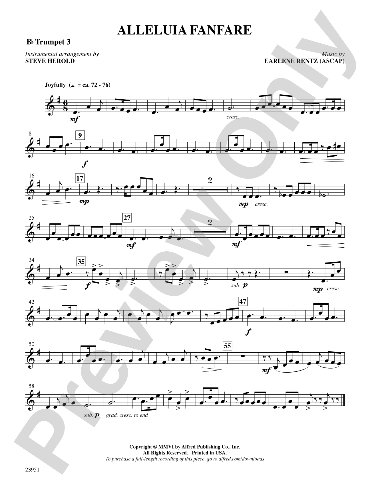Alleluia Fanfare: 3rd B-flat Trumpet: Choral SoundPax