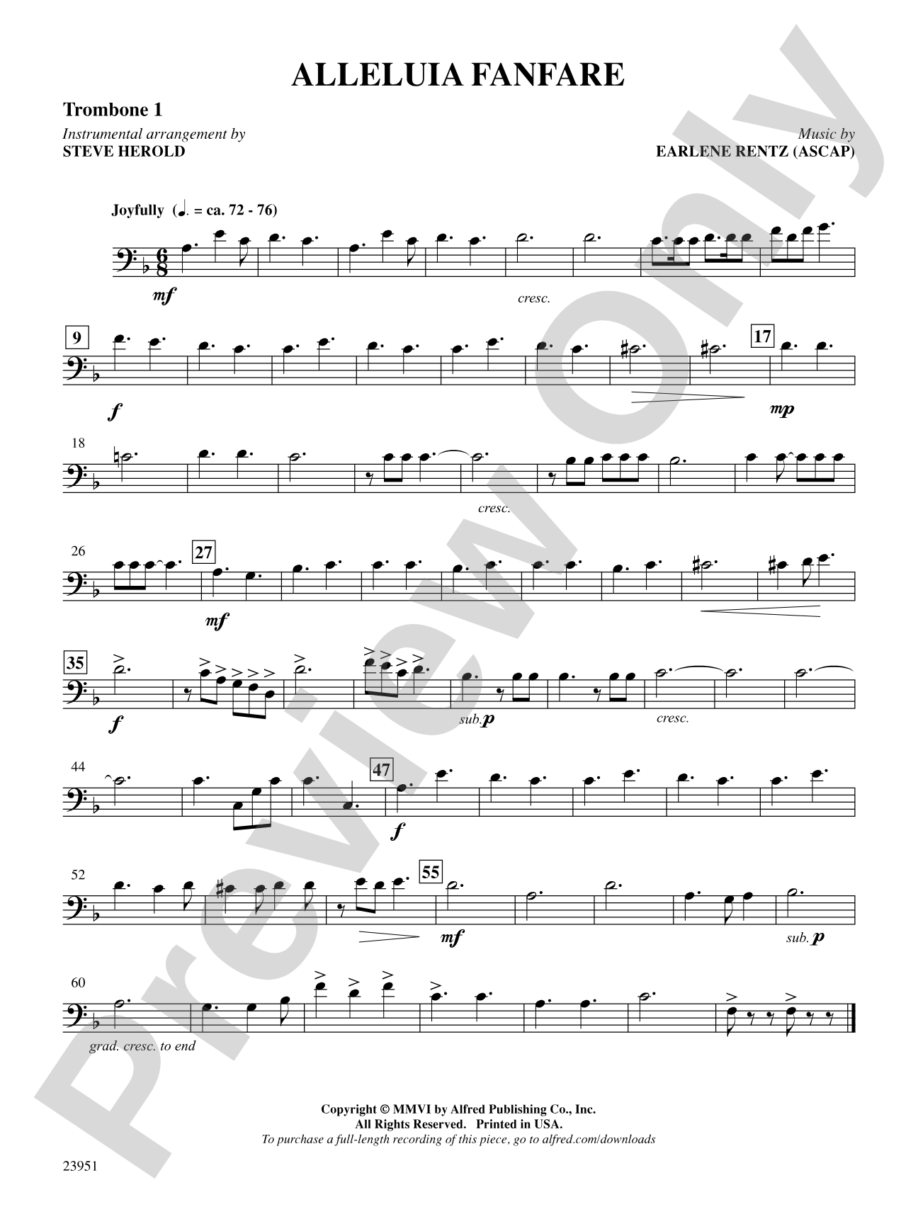 Alleluia Fanfare: 1st Trombone: Choral SoundPax