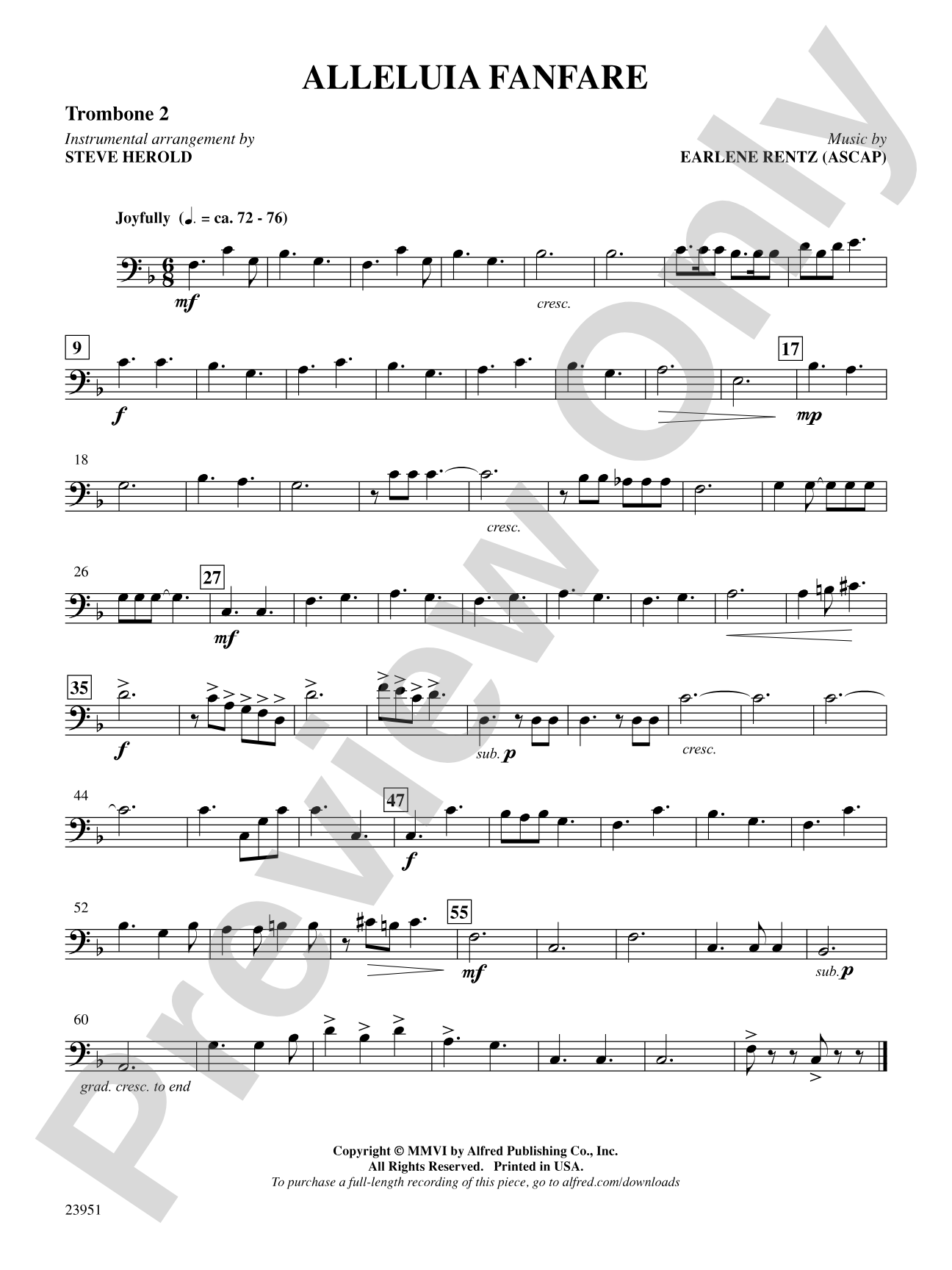 Alleluia Fanfare: 2nd Trombone: Choral SoundPax