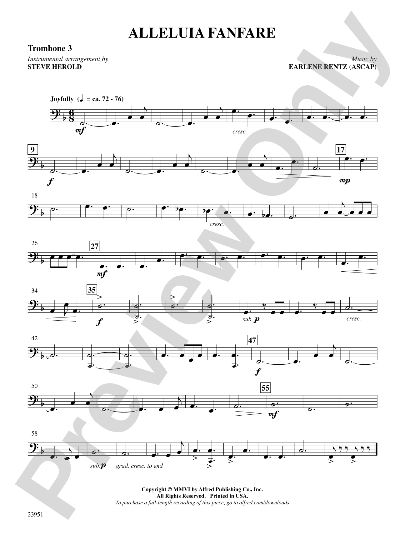 Alleluia Fanfare: 3rd Trombone: Choral SoundPax