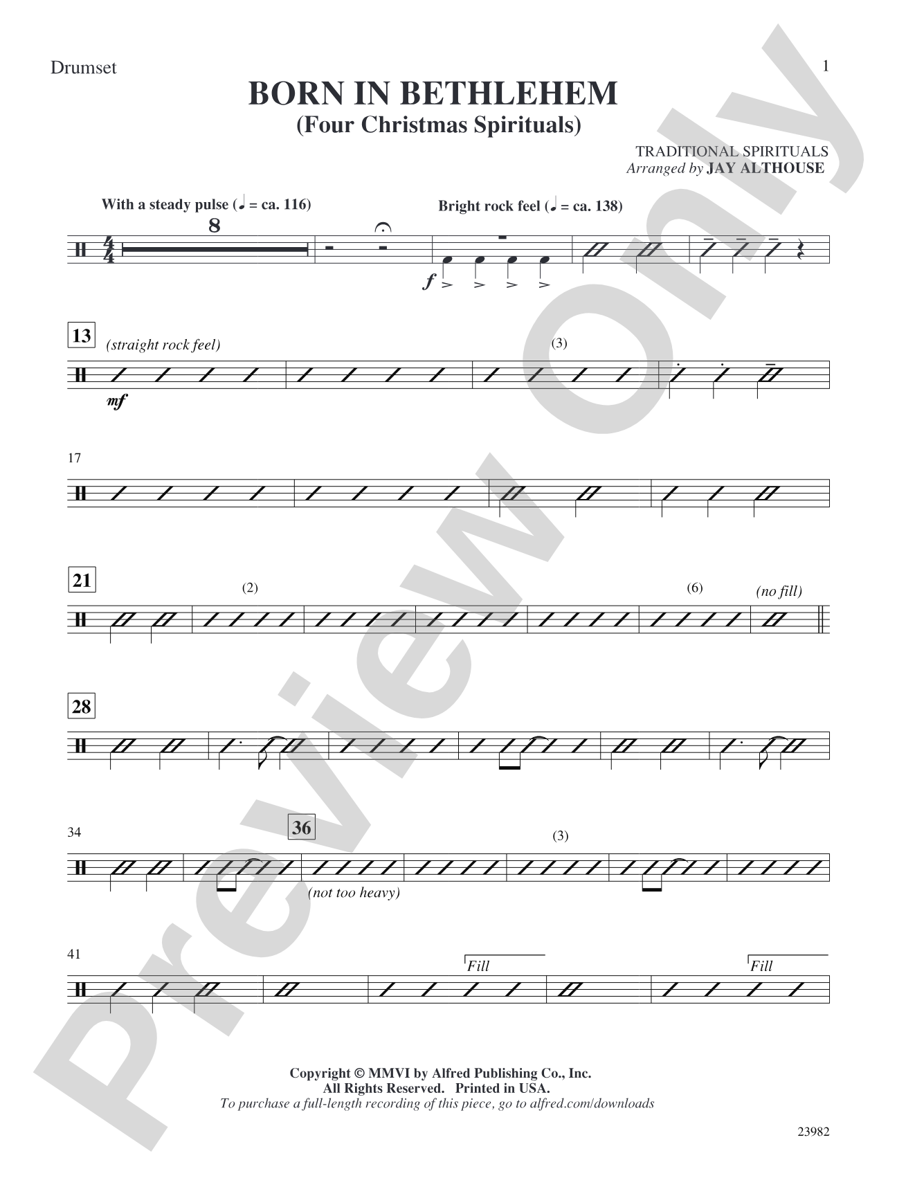Born in Bethlehem (Four Christmas Spirituals): Drums: Choral SoundPax