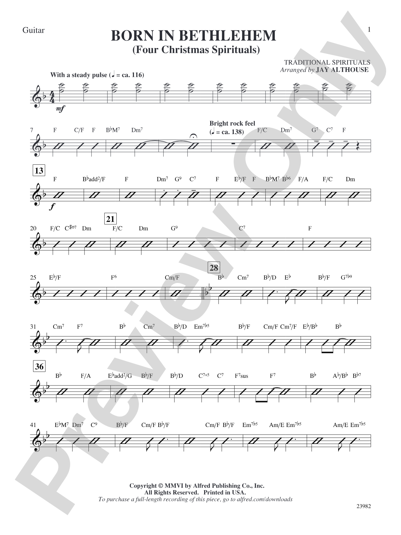 Born in Bethlehem (Four Christmas Spirituals): Guitar: Choral SoundPax