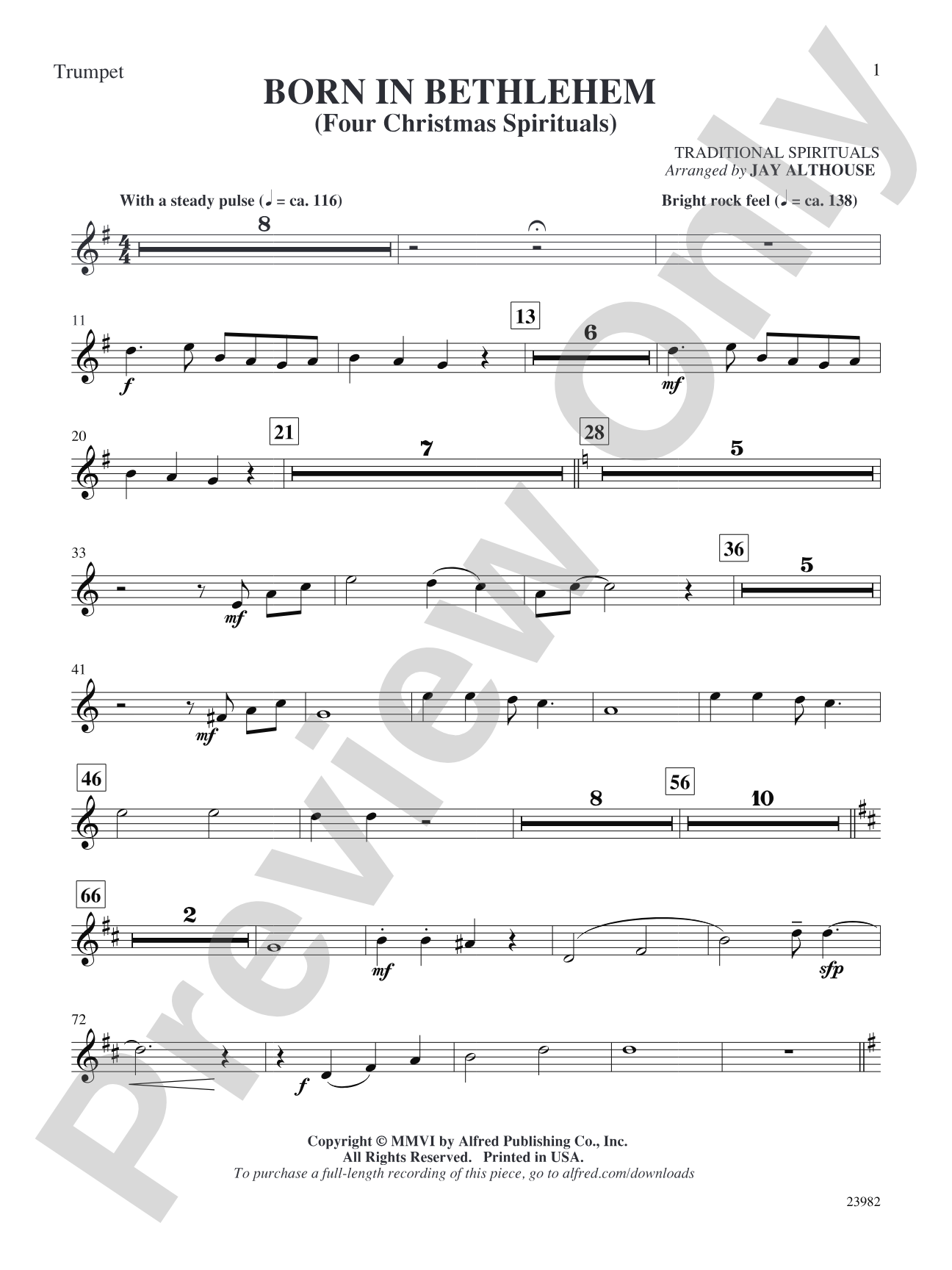 Born in Bethlehem (Four Christmas Spirituals): 1st B-flat Trumpet: Choral SoundPax