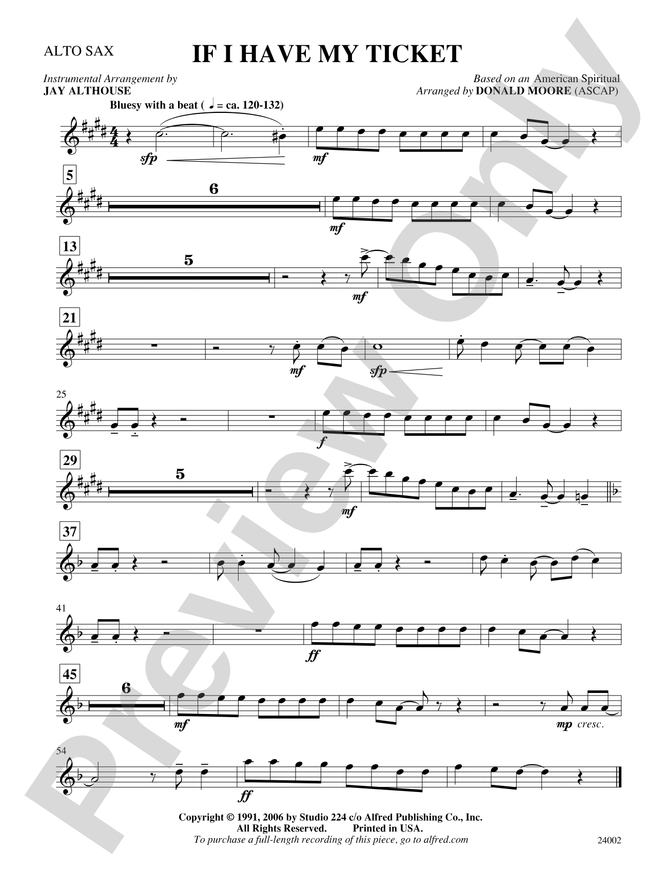 If I Have My Ticket: E-flat Alto Saxophone: Choral SoundPax